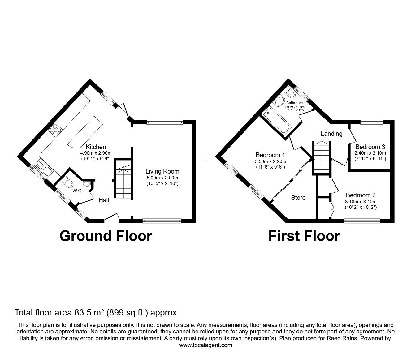 Floorplan of 3 bedroom End Terrace House for sale, Grindleton Avenue, Wythenshawe, Greater Manchester, M22