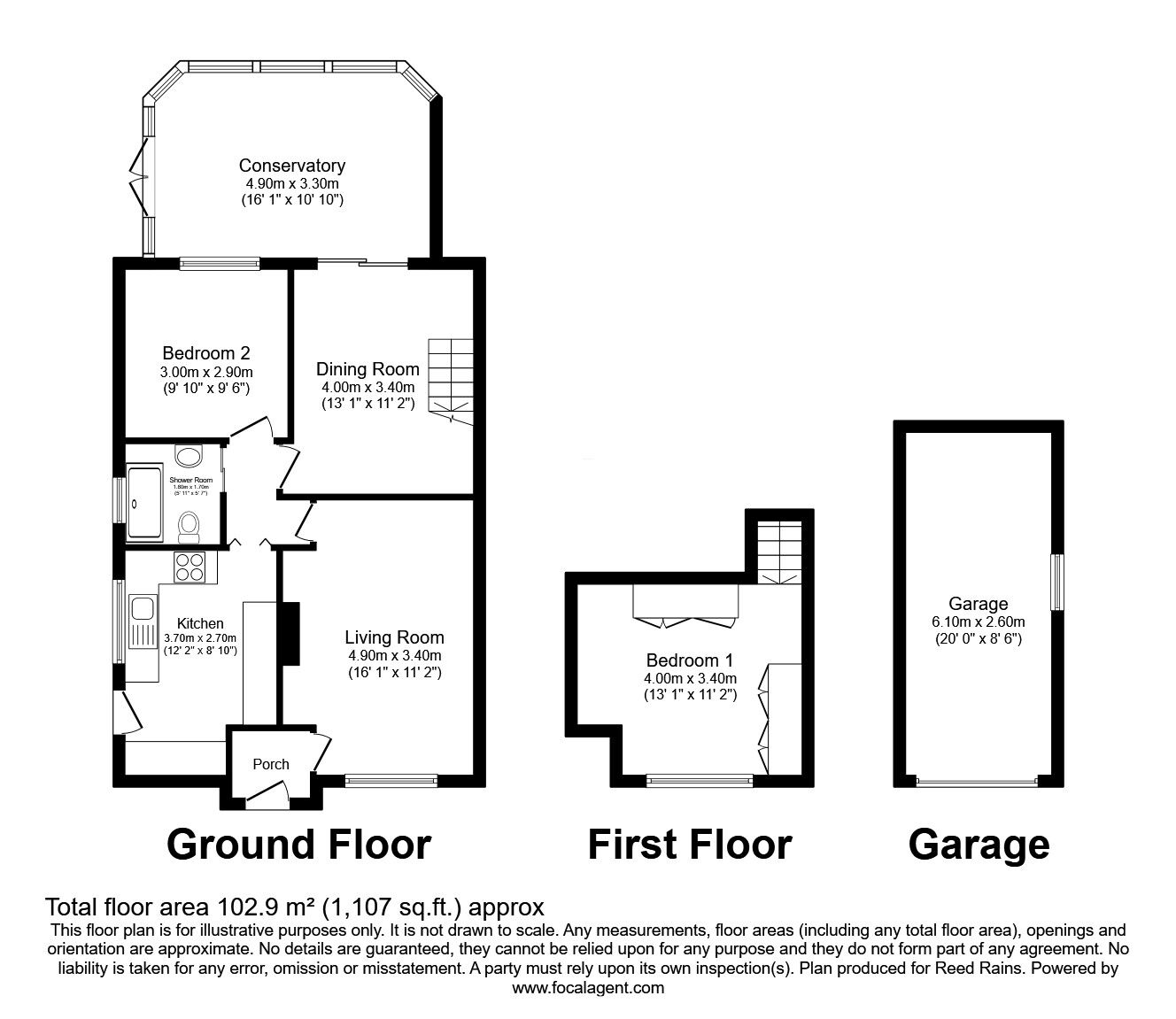 Floorplan of 2 bedroom Semi Detached Bungalow for sale, Burns Avenue, Cheadle, Greater Manchester, SK8