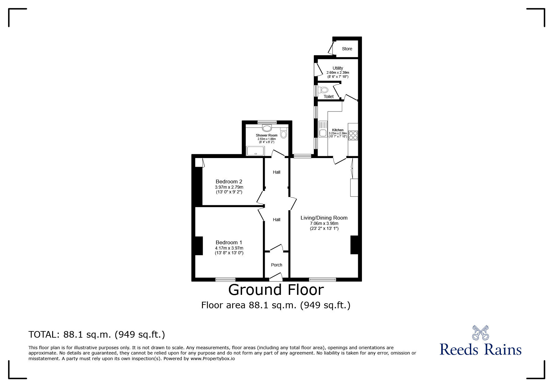 Floorplan of 2 bedroom Semi Detached Bungalow for sale, West Avenue, Westerhope, Tyne and Wear, NE5