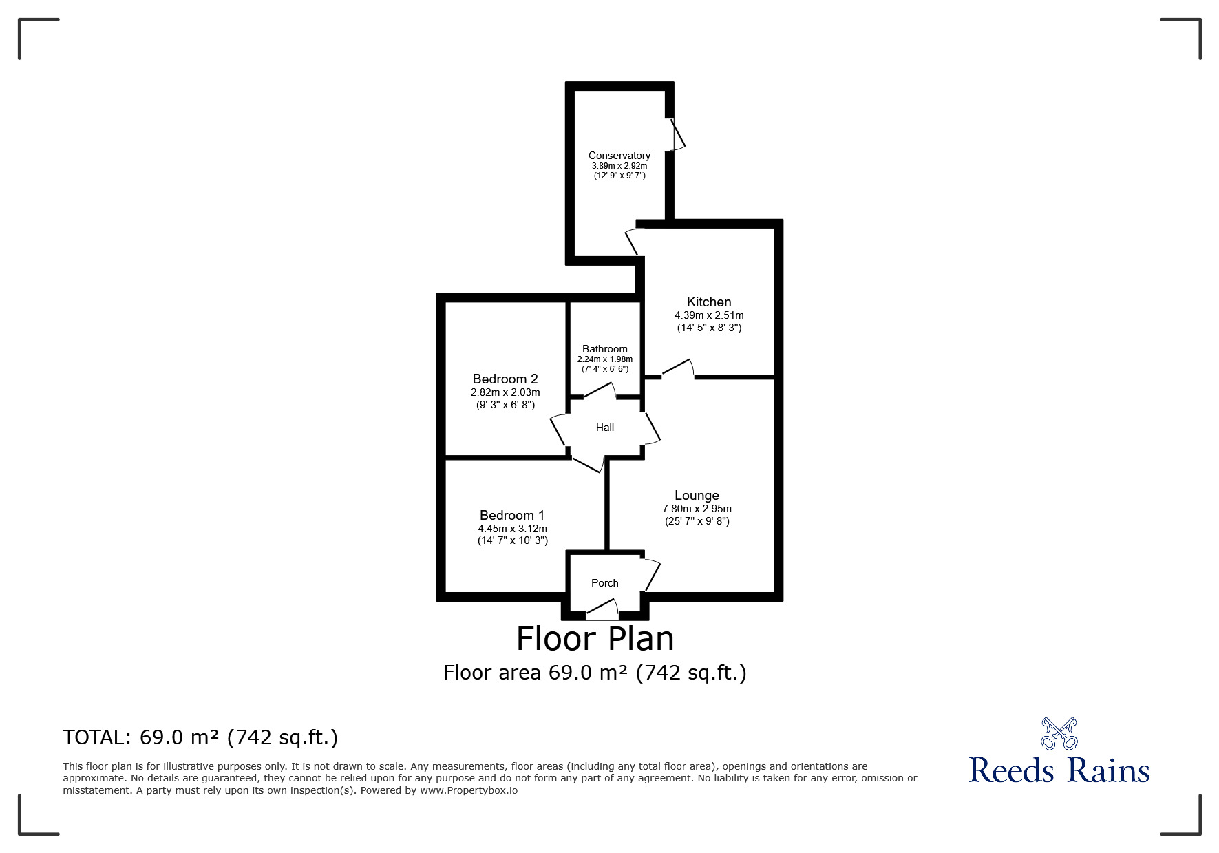 Floorplan of 2 bedroom Semi Detached Bungalow for sale, Lotus Close, Chapel Park, Tyne and Wear, NE5