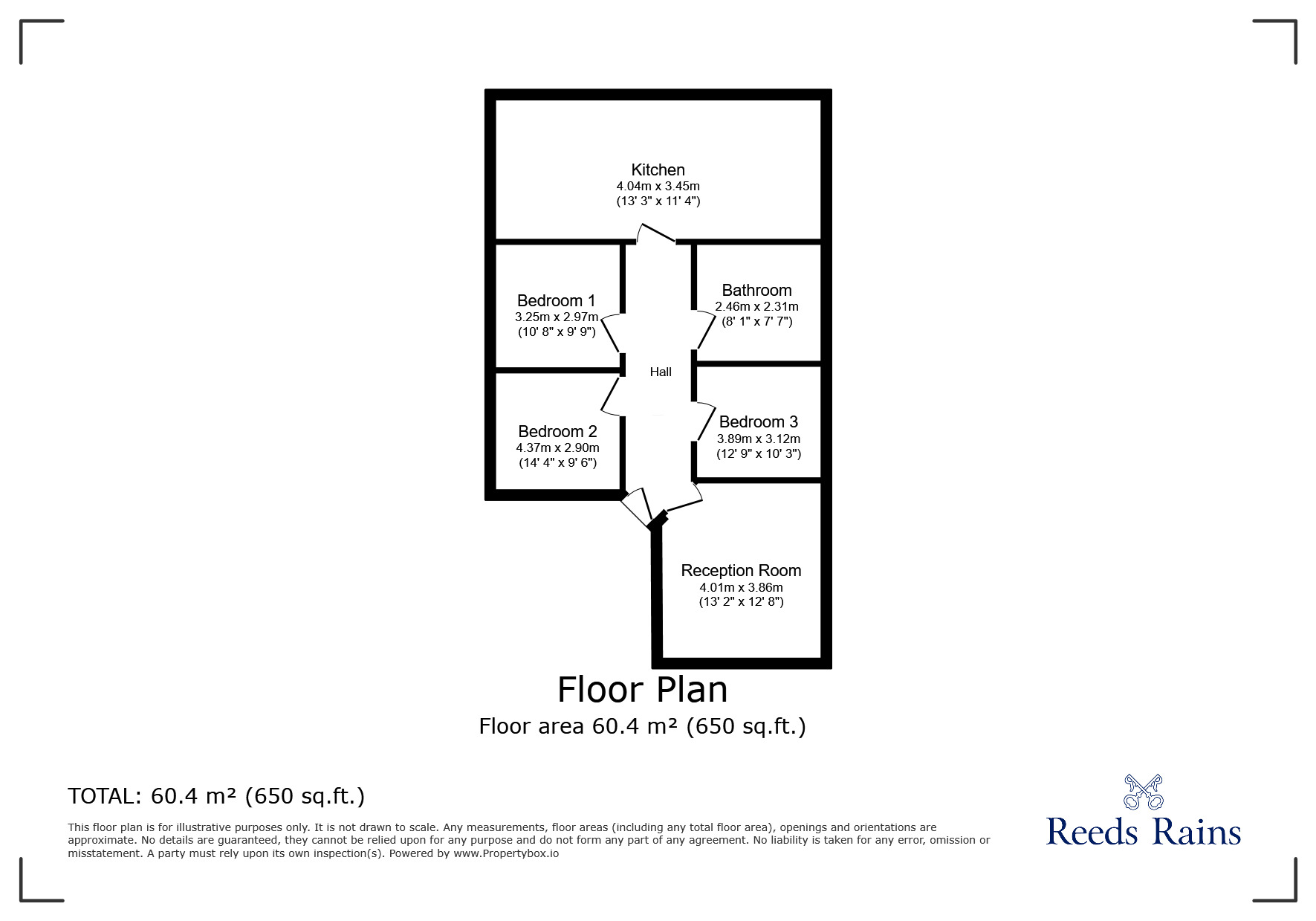 Floorplan of 3 bedroom Semi Detached Bungalow for sale, St. Cuthberts Road, Newcastle upon Tyne, Tyne and Wear, NE5