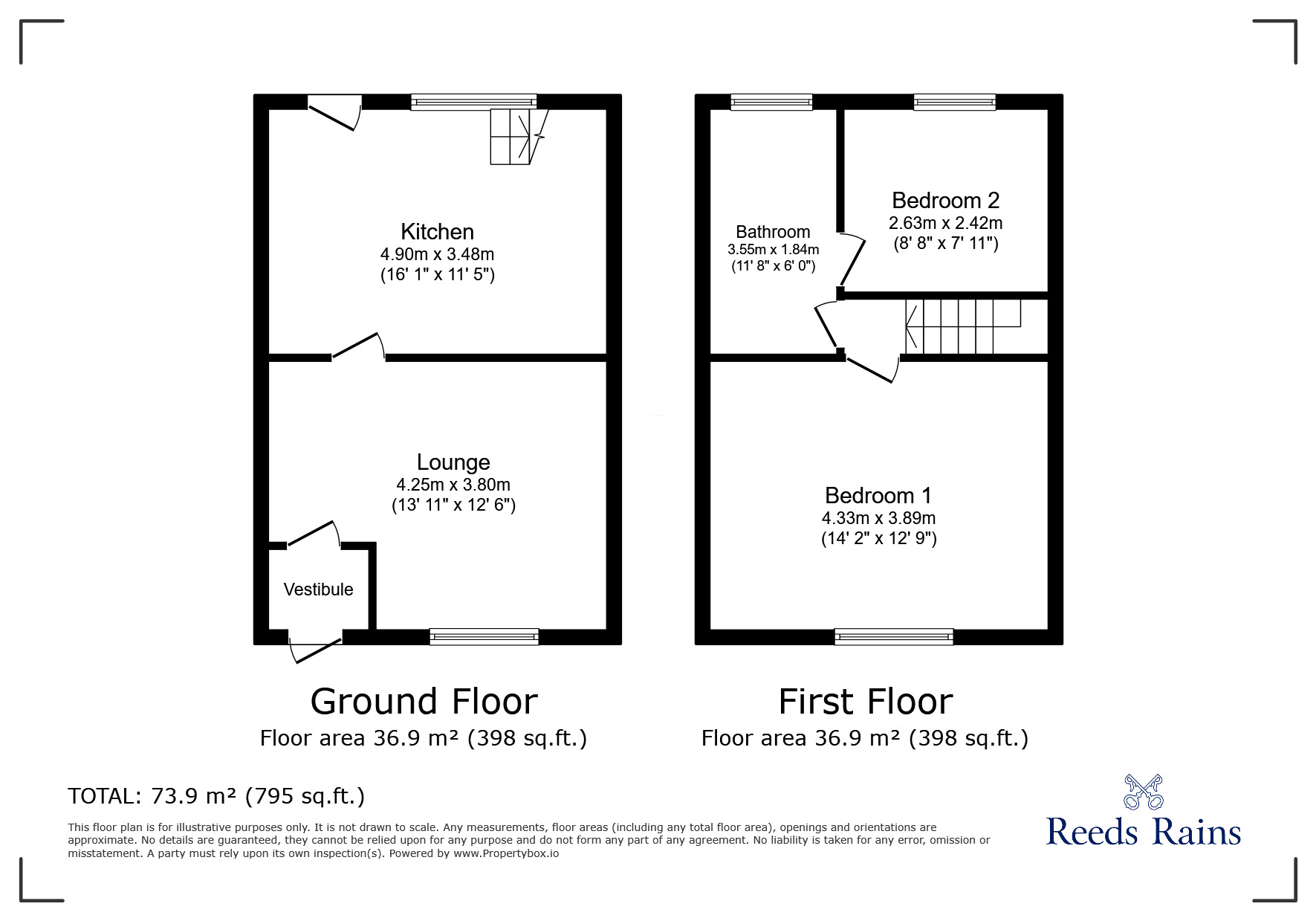 Floorplan of 2 bedroom Mid Terrace House to rent, Progress Street, Chorley, Lancashire, PR6