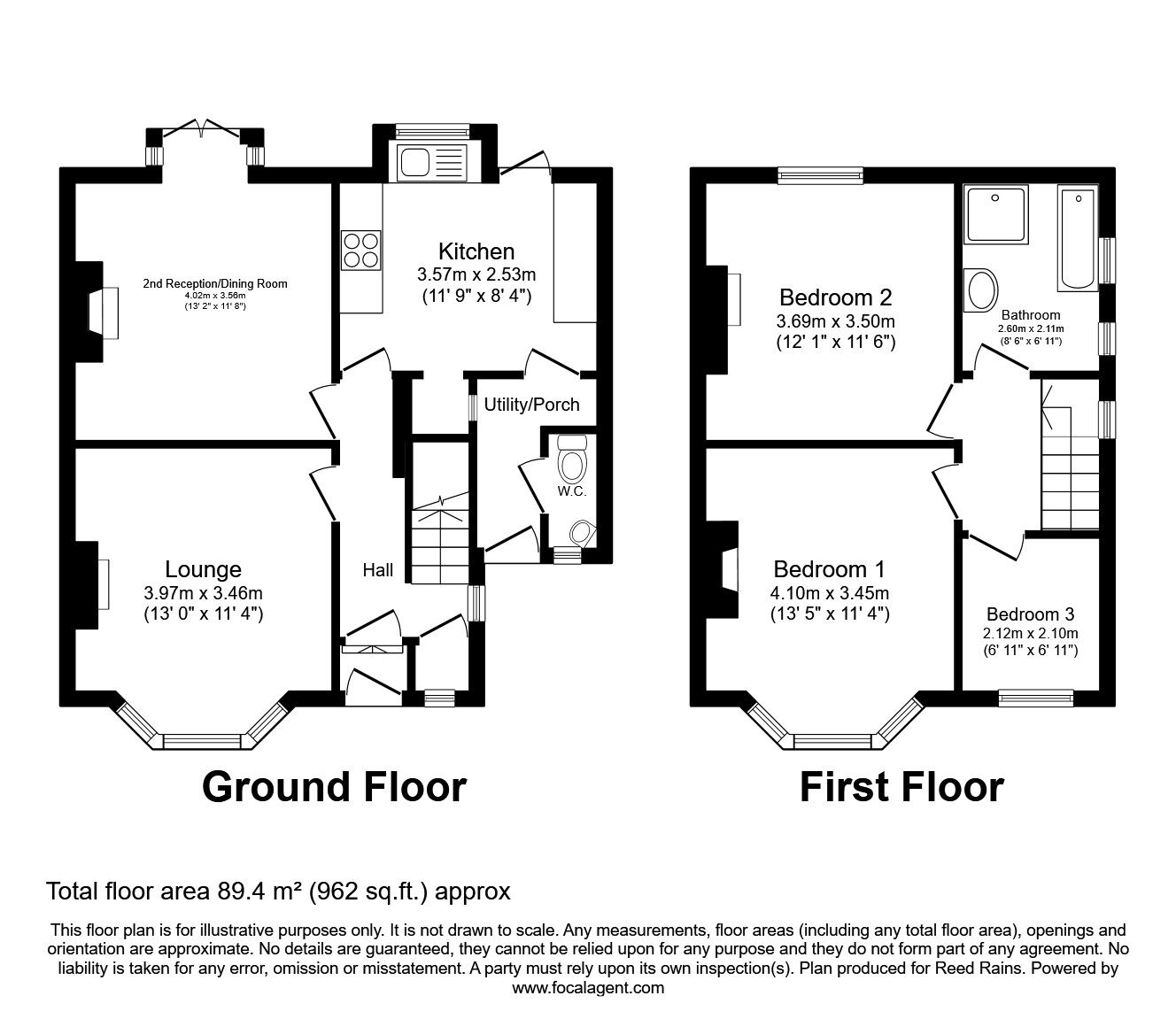 Floorplan of 3 bedroom Semi Detached House for sale, Blackburn Road, Higher Wheelton, Lancashire, PR6