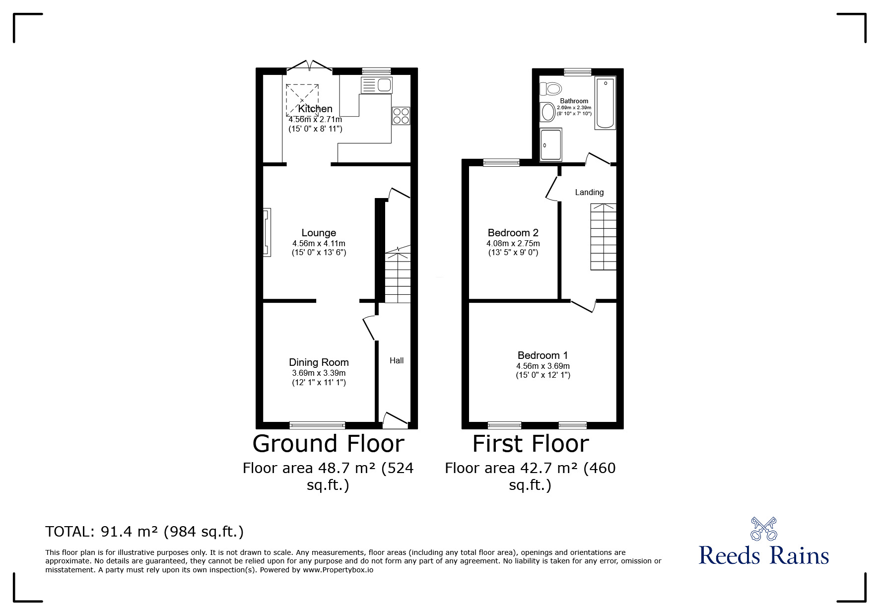 Floorplan of 2 bedroom Semi Detached House for sale, Charter Lane, Charnock Richard, Lancashire, PR7