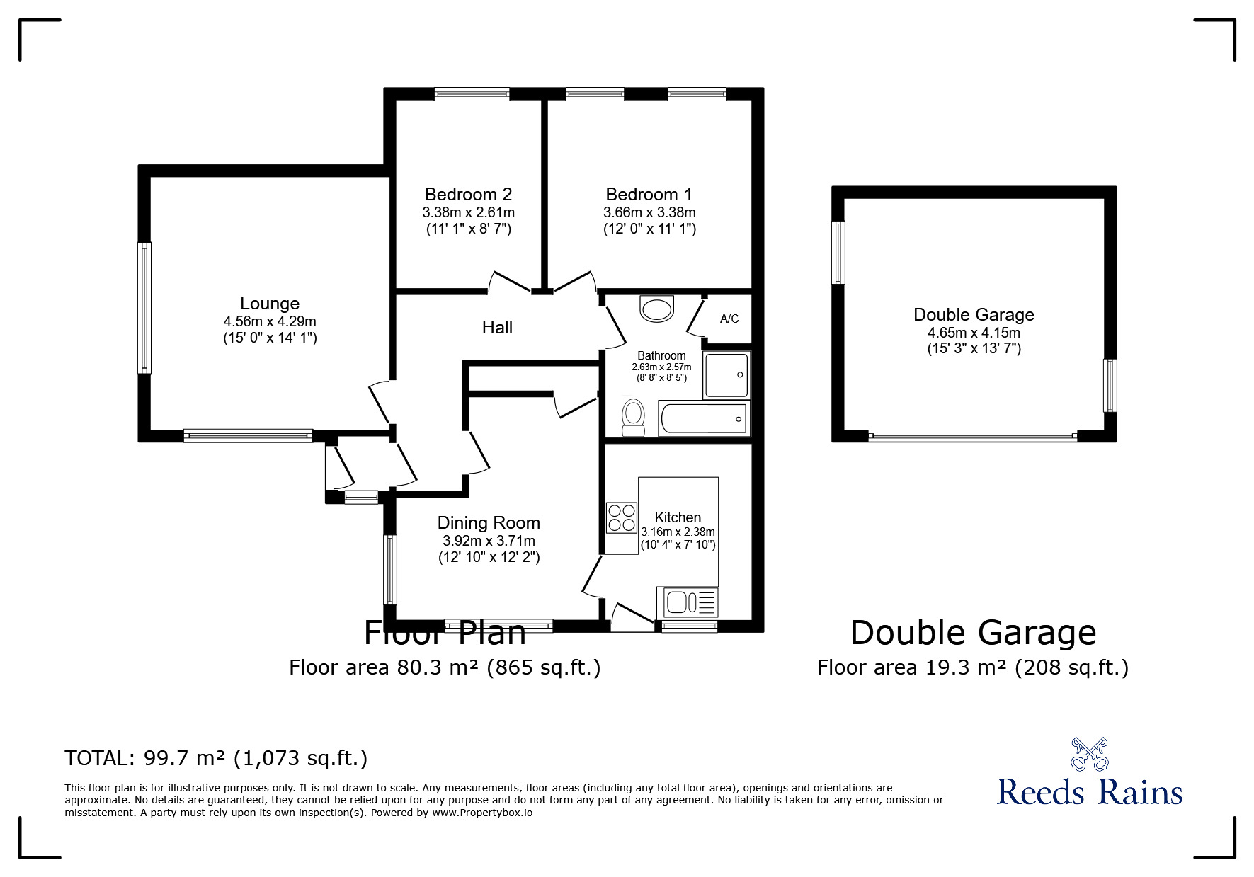 Floorplan of 2 bedroom Detached Bungalow for sale, Blackburn Road, Higher Wheelton, Lancashire, PR6