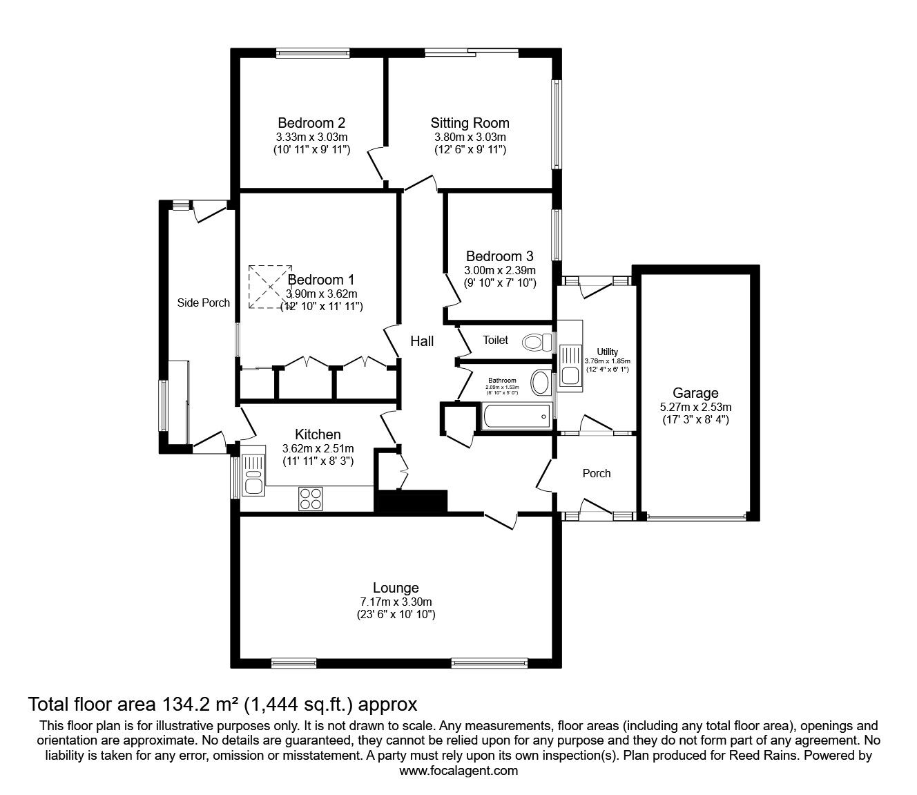 Floorplan of 3 bedroom Detached Bungalow for sale, Watkin Road, Clayton-le-Woods, Lancashire, PR6