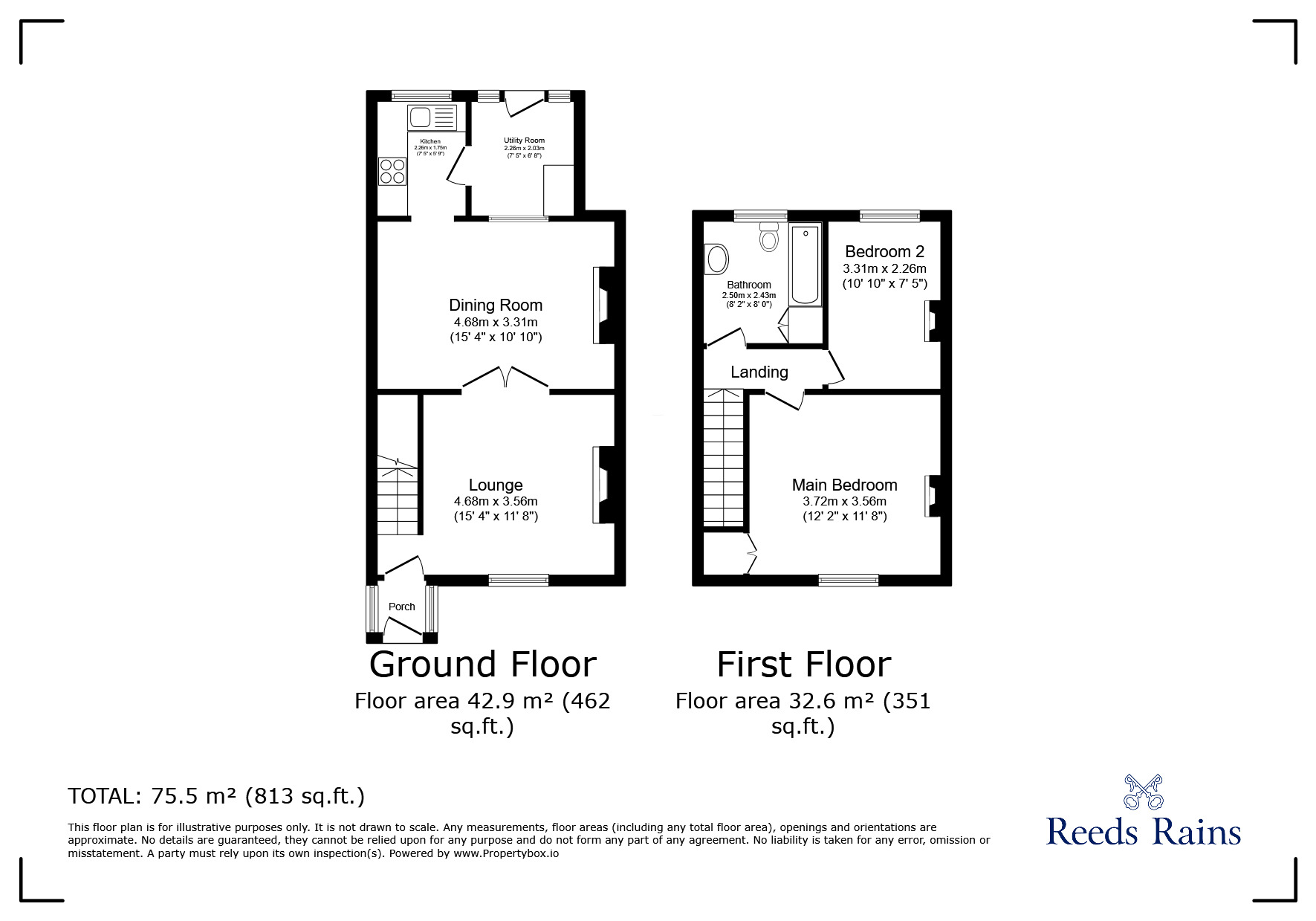 Floorplan of 2 bedroom Mid Terrace House for sale, Bury Lane, Withnell, Lancashire, PR6