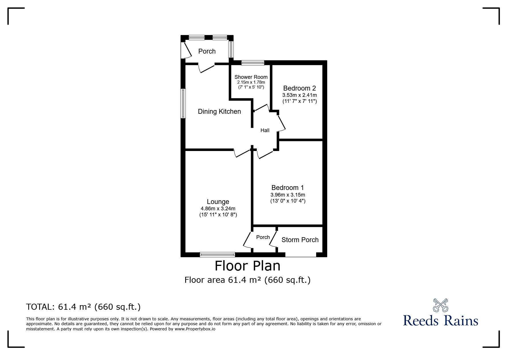 Floorplan of 2 bedroom Semi Detached Bungalow for sale, Sycamore Avenue, Euxton, Lancashire, PR7