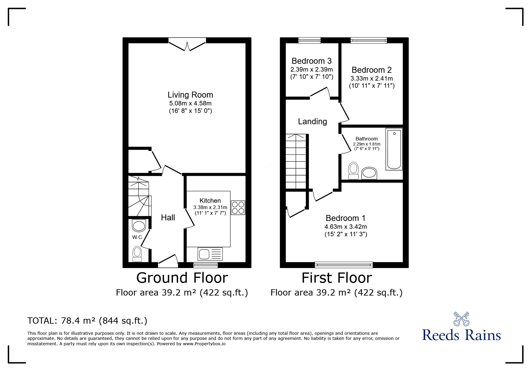 Floorplan of 3 bedroom End Terrace House to rent, Ackhurst Wood Close, Chorley, Lancashire, PR7