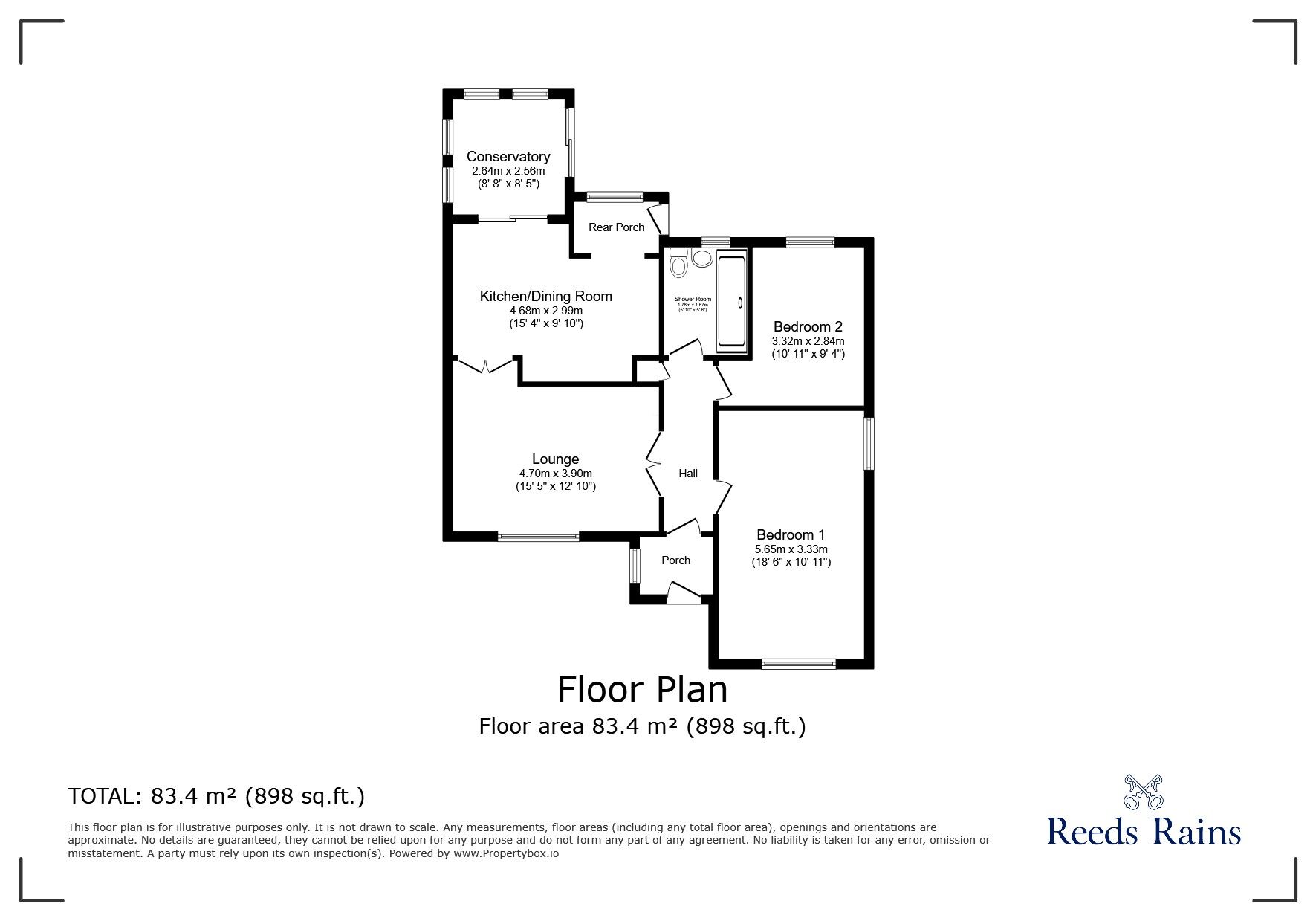 Floorplan of 2 bedroom Detached Bungalow for sale, Whalley Road, Heskin, Lancashire, PR7