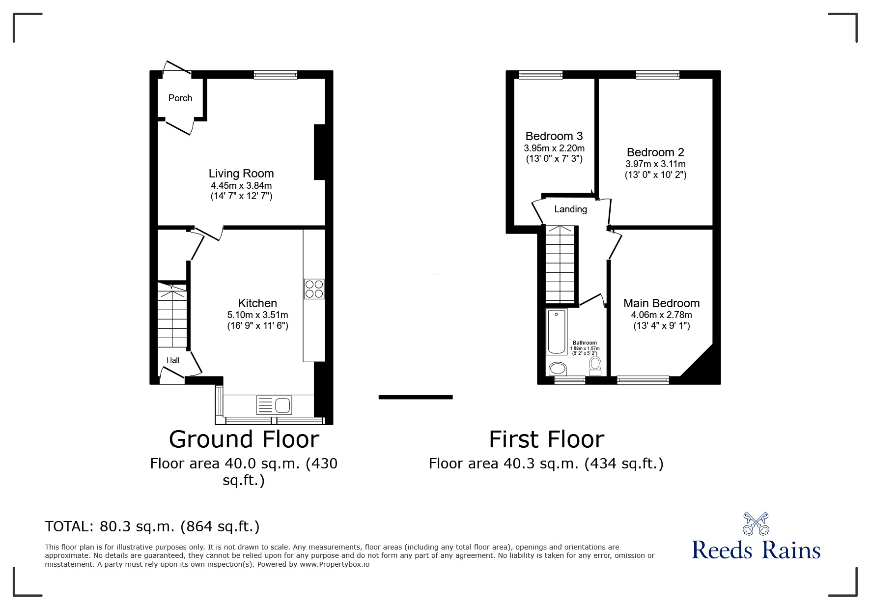 Floorplan of 3 bedroom End Terrace House to rent, Carr Lane, Chorley, Lancashire, PR7