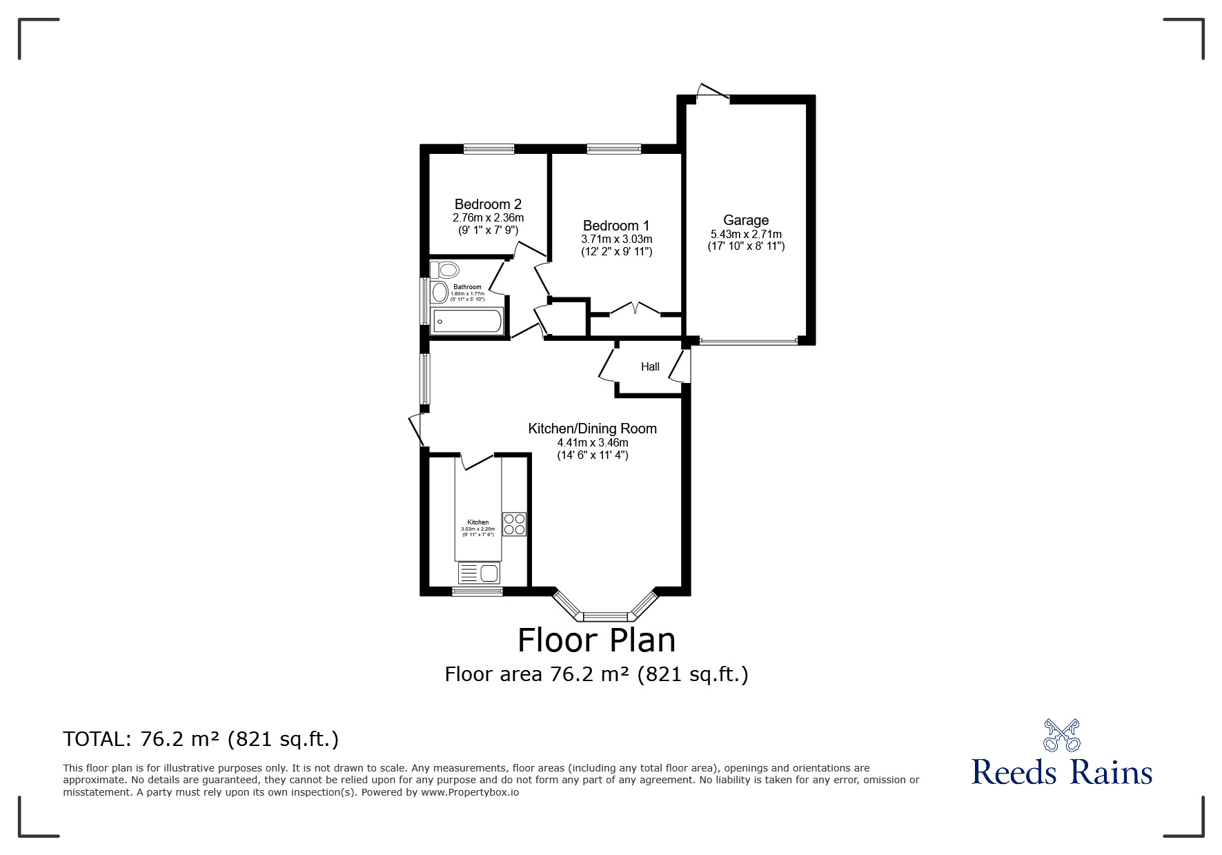 Floorplan of 2 bedroom Link Detached Bungalow for sale, Mile Stone Meadow, Euxton, Lancashire, PR7