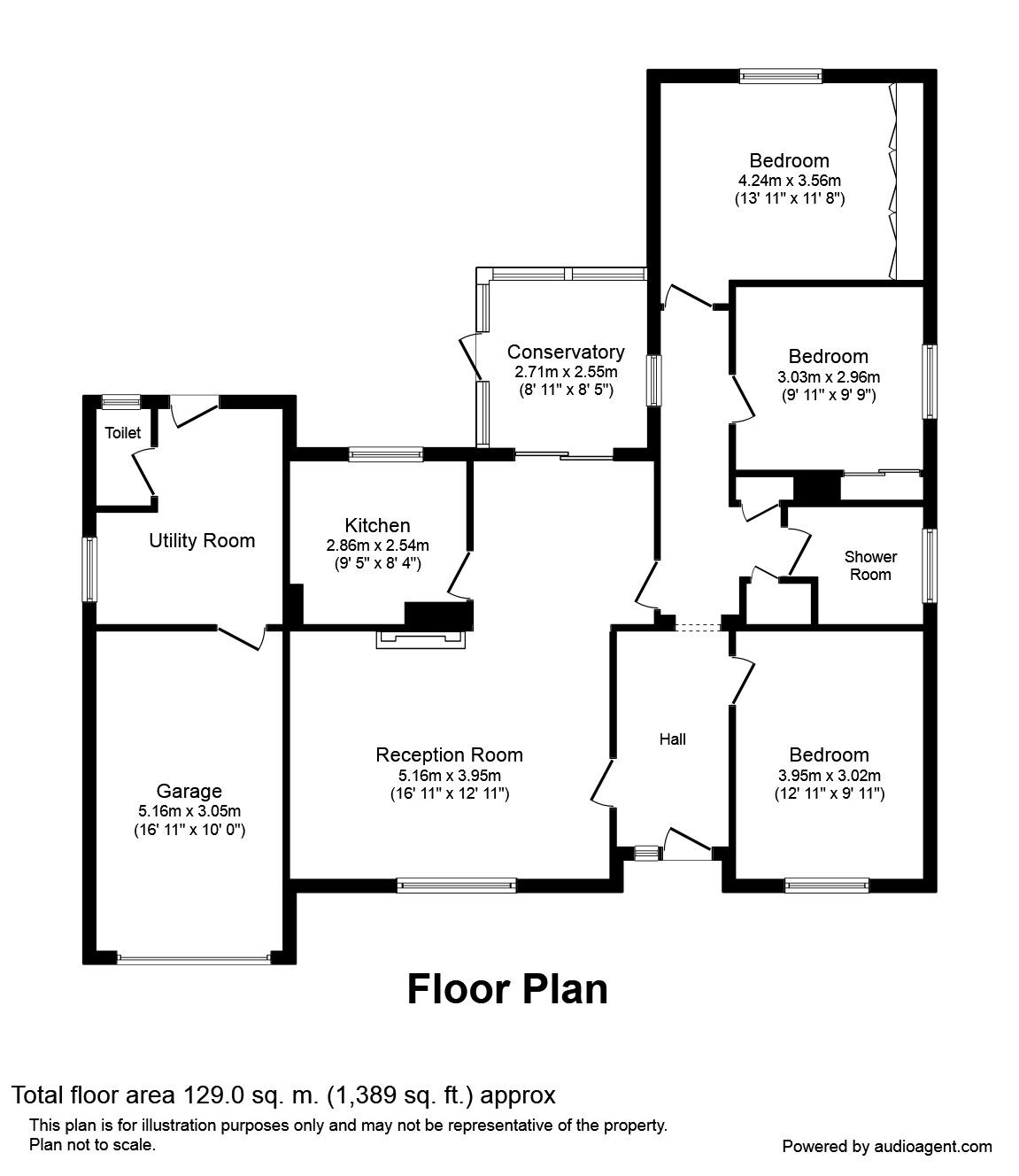 Floorplan of 3 bedroom Detached Bungalow to rent, Fieldside Avenue, Euxton, Lancashire, PR7