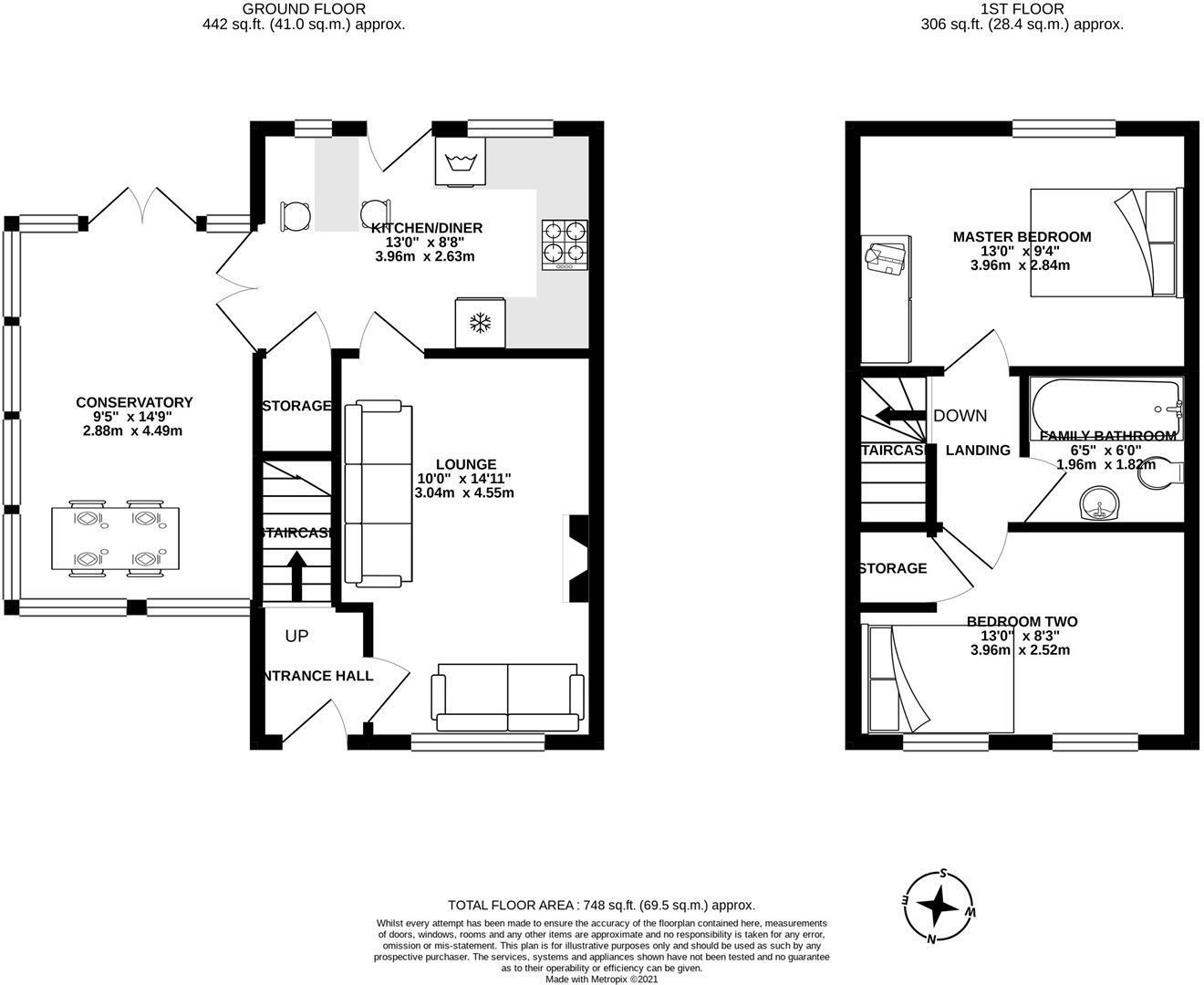 Floorplan of 2 bedroom Semi Detached House to rent, Olive Close, Whittle-le-Woods, Lancashire, PR6