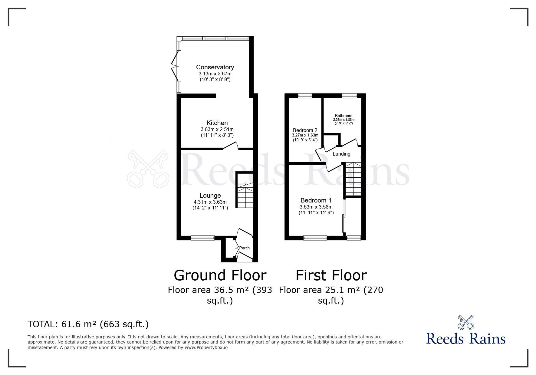 Floorplan of 2 bedroom Semi Detached House for sale, Kiln Croft, Clayton-le-Woods, Lancashire, PR6