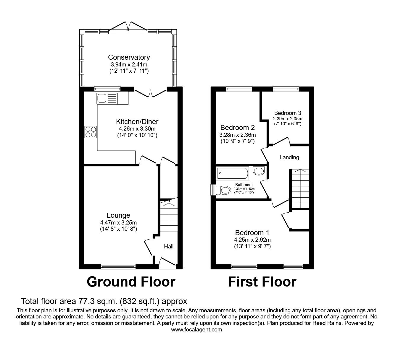 Floorplan of 3 bedroom Semi Detached House for sale, Pennine Road, Chorley, Lancashire, PR6