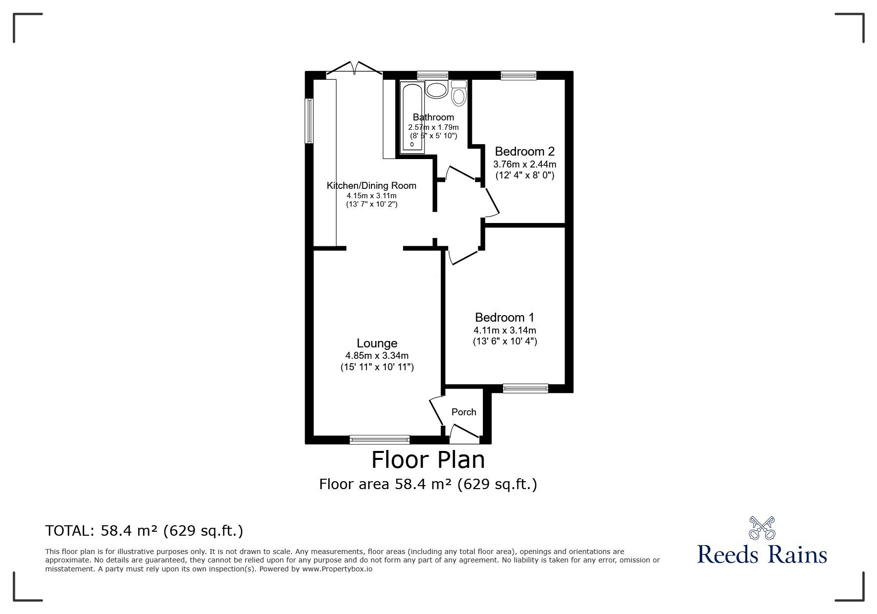 Floorplan of 2 bedroom Semi Detached Bungalow for sale, Sycamore Avenue, Euxton, Lancashire, PR7