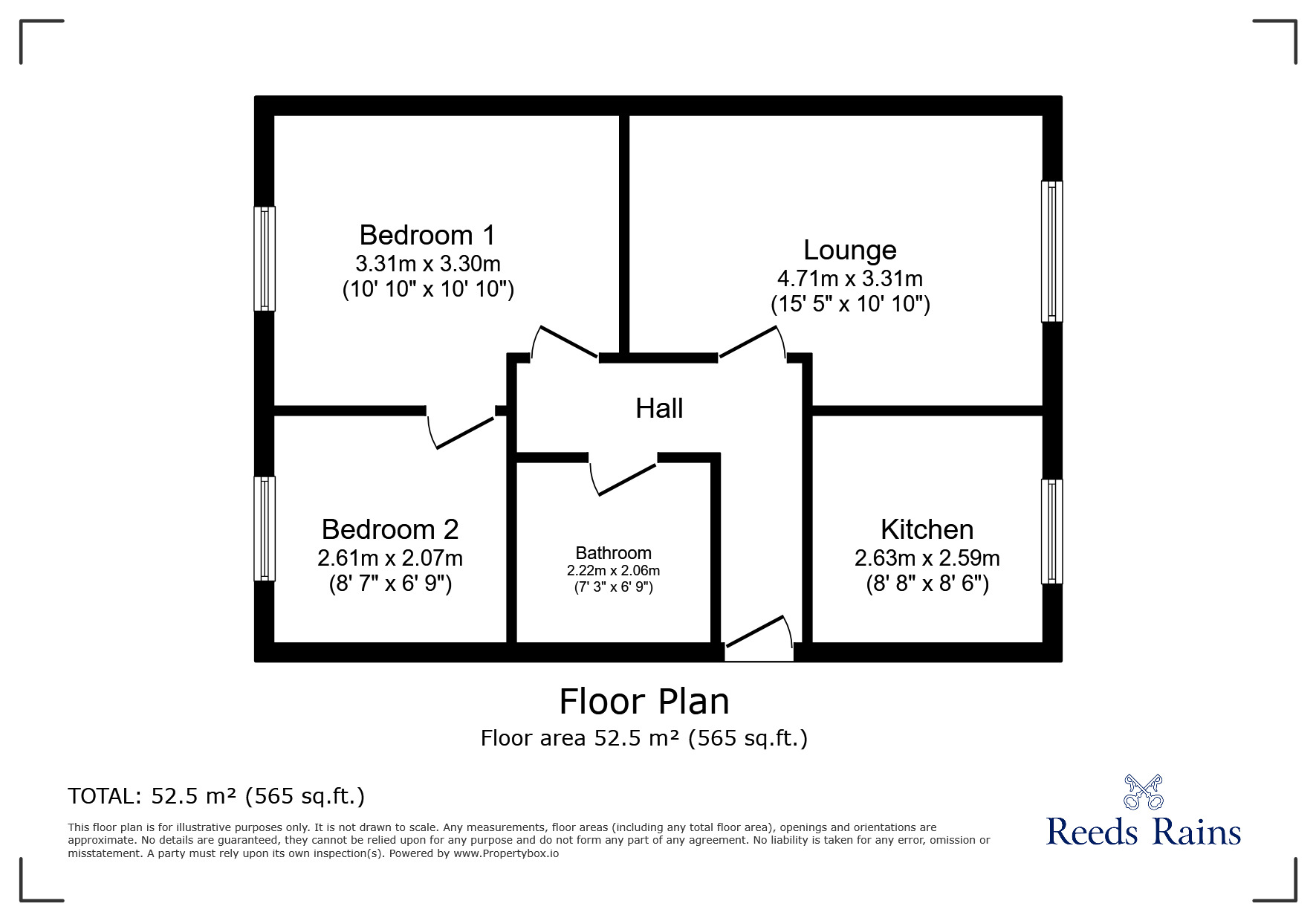 Floorplan of 2 bedroom Detached Bungalow to rent, Millfield Road, Chorley, Lancashire, PR7