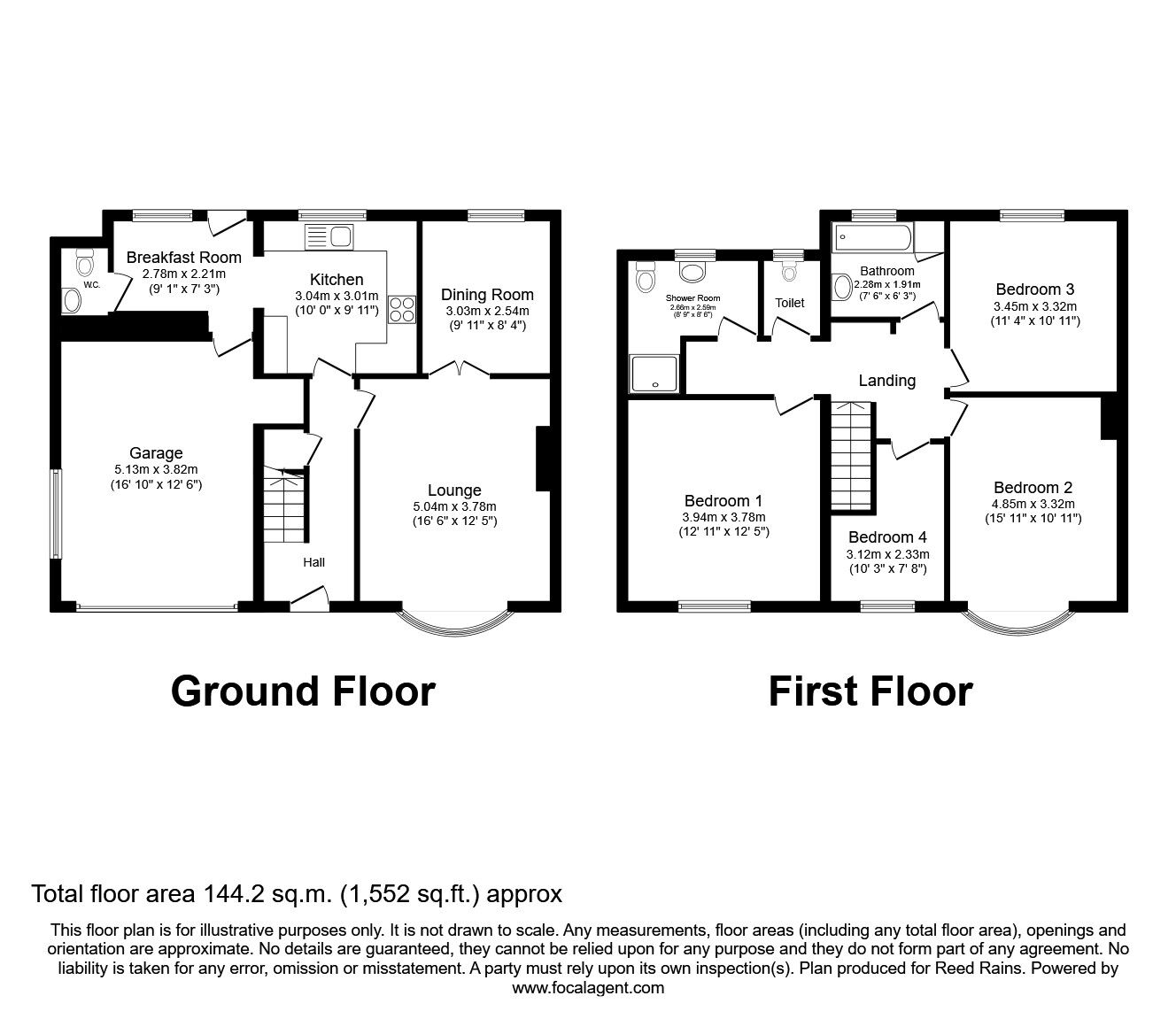 Floorplan of 4 bedroom Semi Detached House to rent, Davids Drive, Wingerworth, Derbyshire, S42