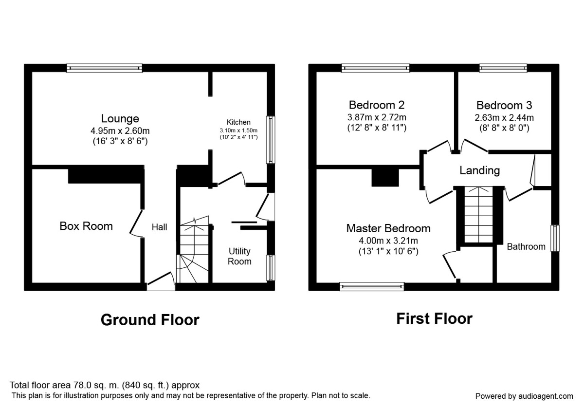 Floorplan of 3 bedroom Semi Detached House to rent, Houfton Road, Bolsover, Derbyshire, S44