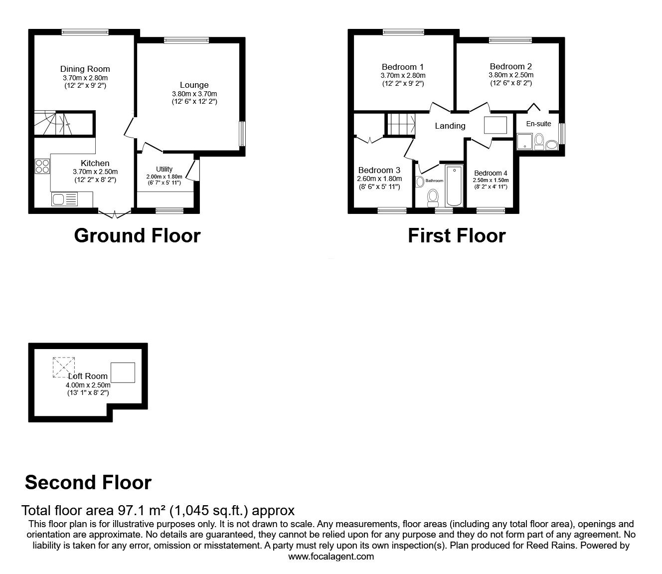 Floorplan of 4 bedroom Semi Detached House for sale, Cromdale Avenue, New Whittington, Derbyshire, S43