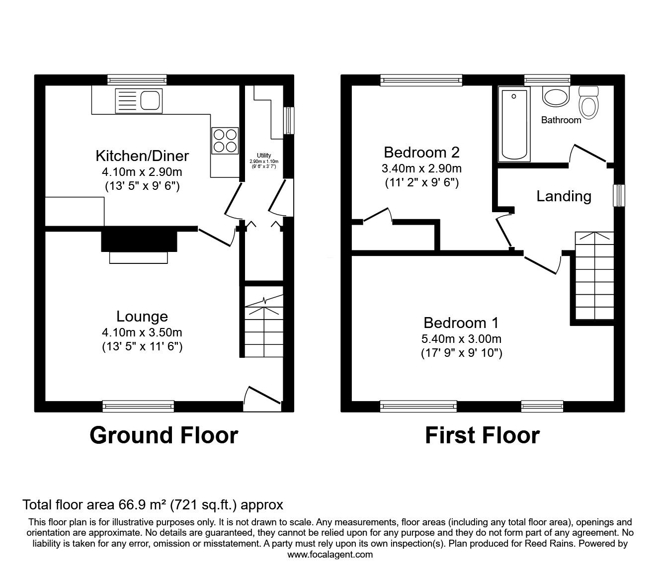 Floorplan of 2 bedroom Semi Detached House for sale, Station Lane, Old Whittington, Derbyshire, S41