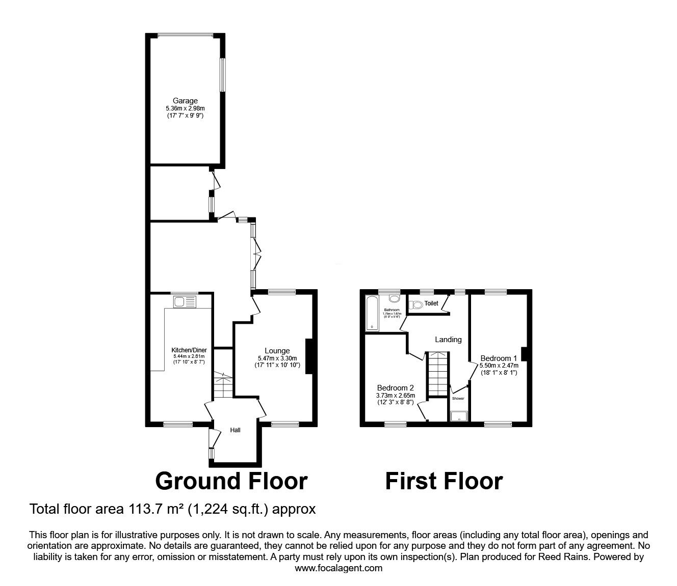 Floorplan of 2 bedroom End Terrace House for sale, Grasscroft Close, Chesterfield, Derbyshire, S40