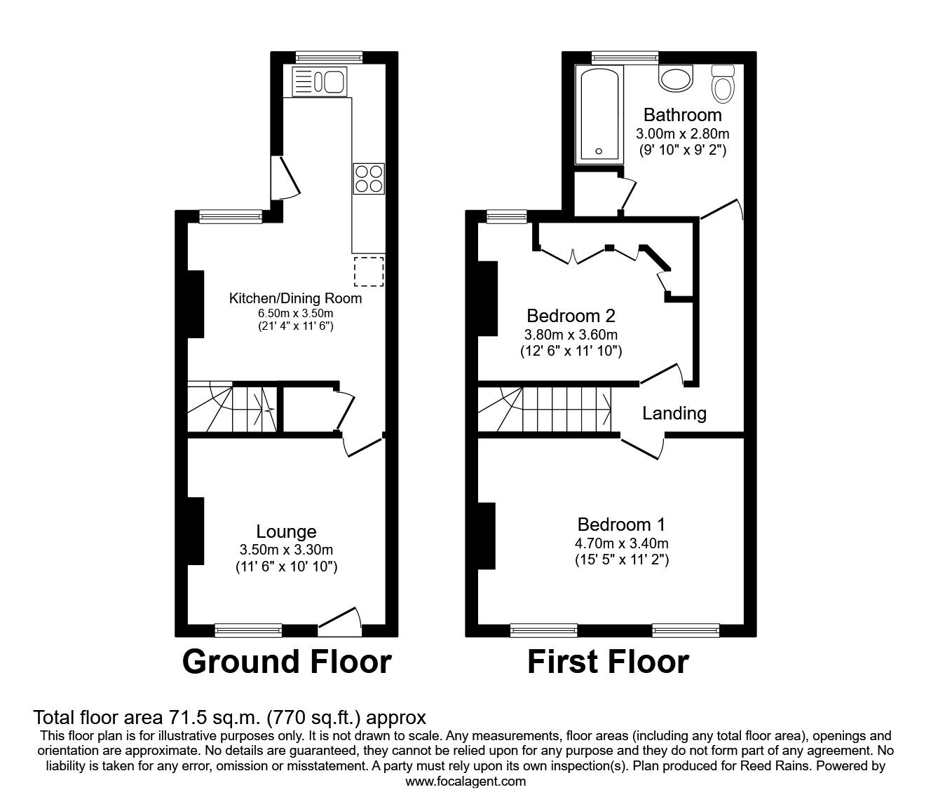 Floorplan of 2 bedroom Mid Terrace House for sale, Chesterfield Road, Barlborough, Derbyshire, S43