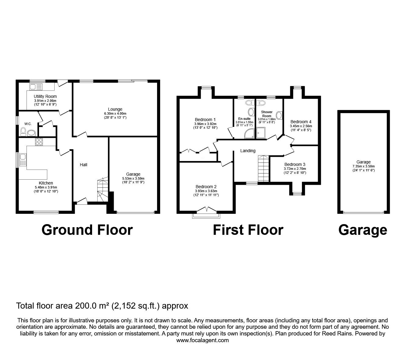 Floorplan of 4 bedroom Detached House for sale, Bamford Road, Inkersall, Derbyshire, S43