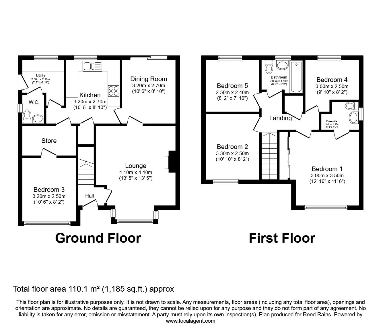 Floorplan of 5 bedroom Detached House for sale, Hedley Drive, Brimington, Derbyshire, S43