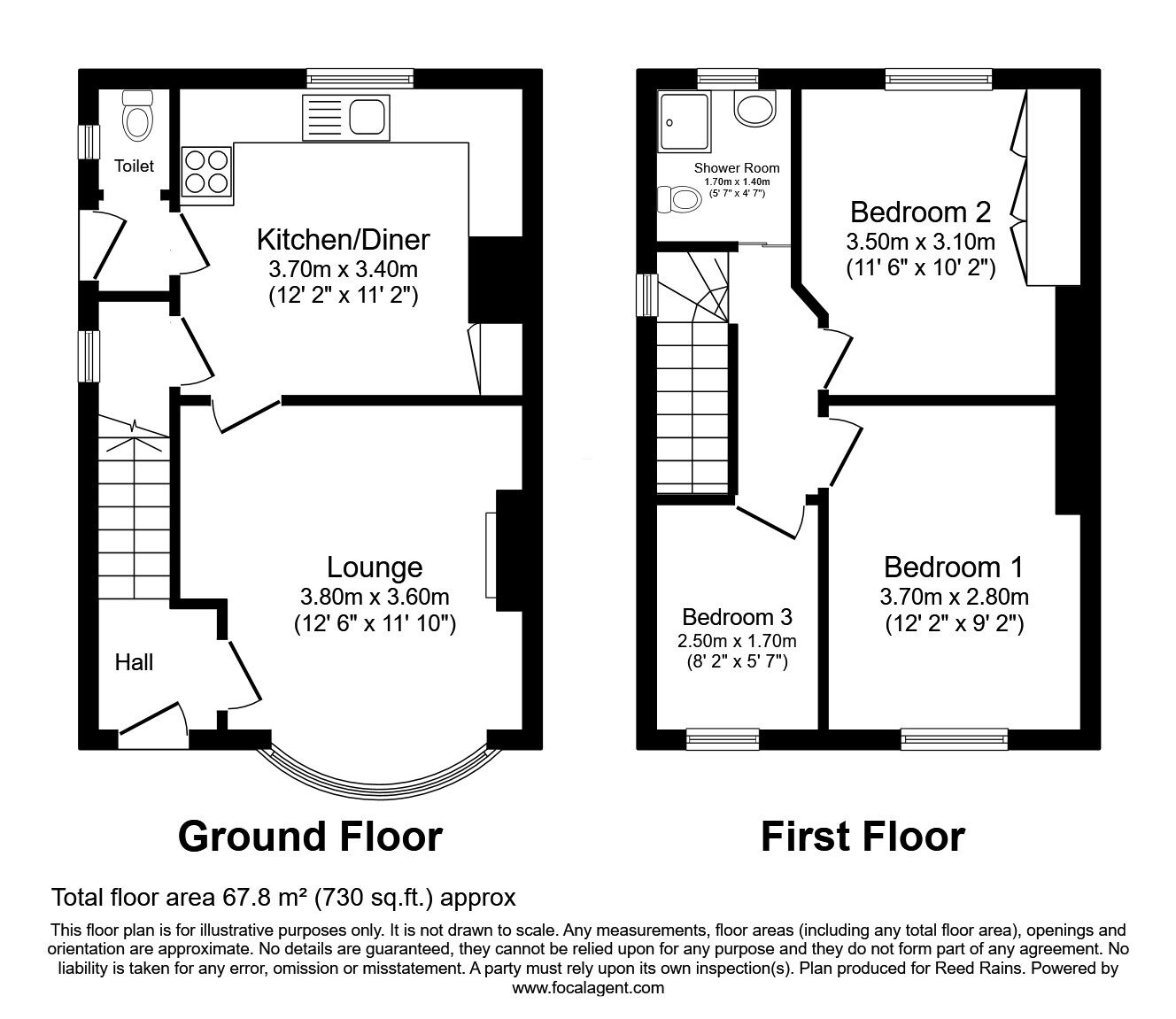 Floorplan of 3 bedroom Semi Detached House for sale, Old Hall Road, Chesterfield, Derbyshire, S40