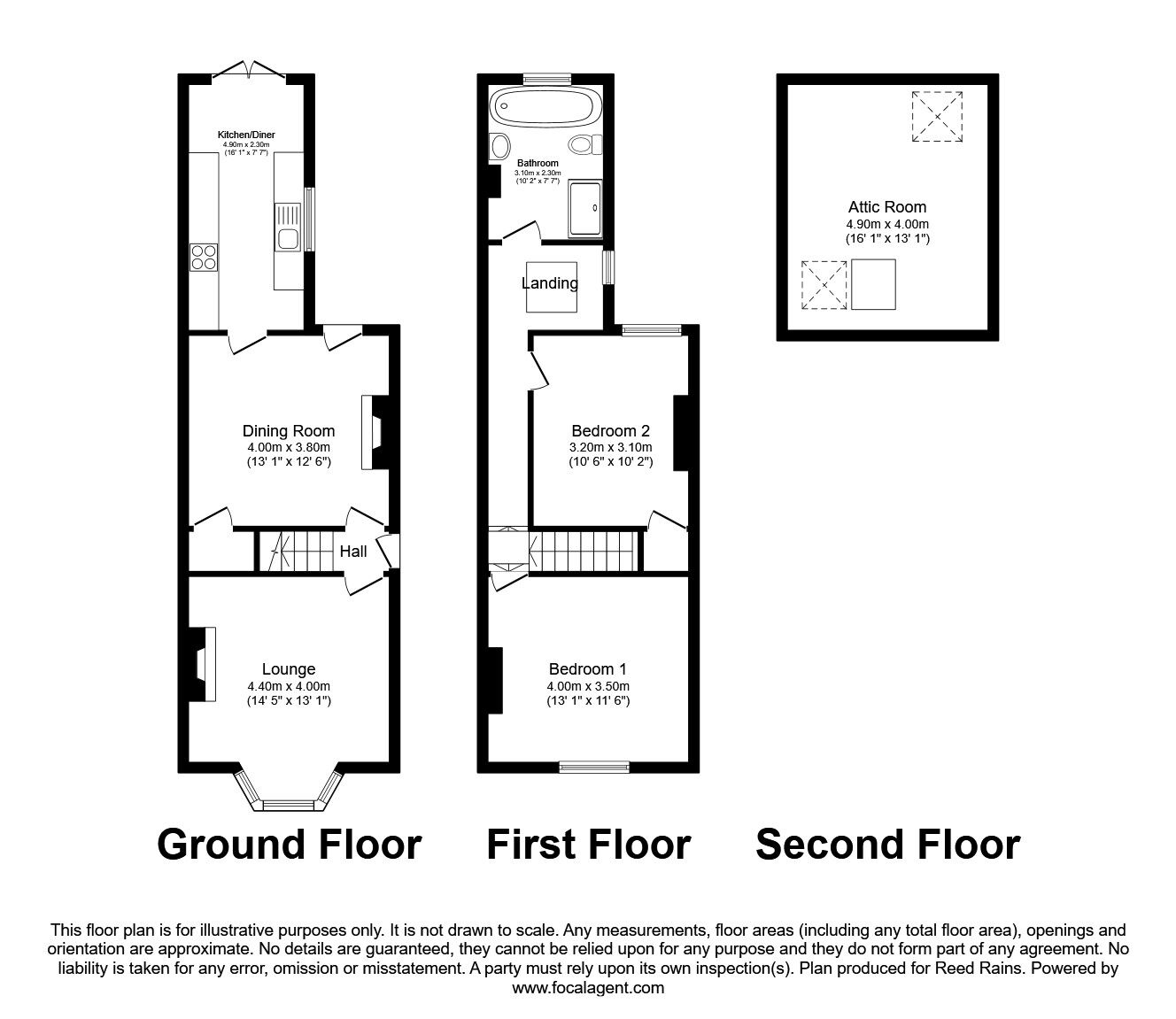 Floorplan of 2 bedroom Semi Detached House for sale, Park Road, Chesterfield, Derbyshire, S40