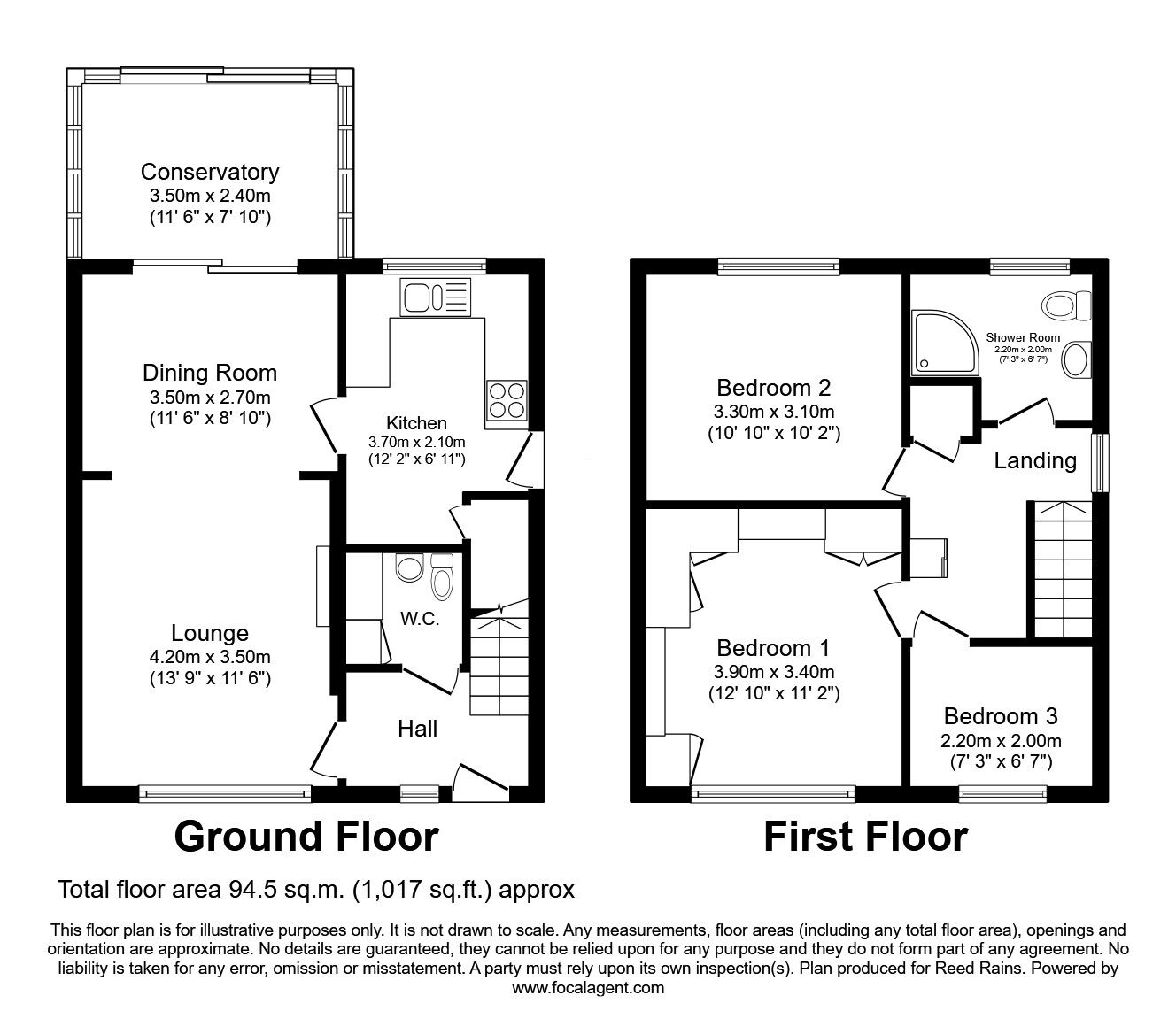 Floorplan of 3 bedroom Semi Detached House for sale, Avondale Road, Inkersall, Derbyshire, S43