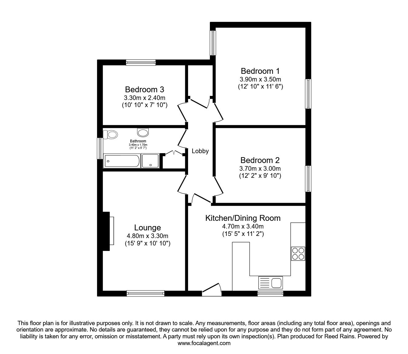 Floorplan of 3 bedroom Detached Bungalow for sale, Ashover Road, Littlemoor, Chesterfield, S45