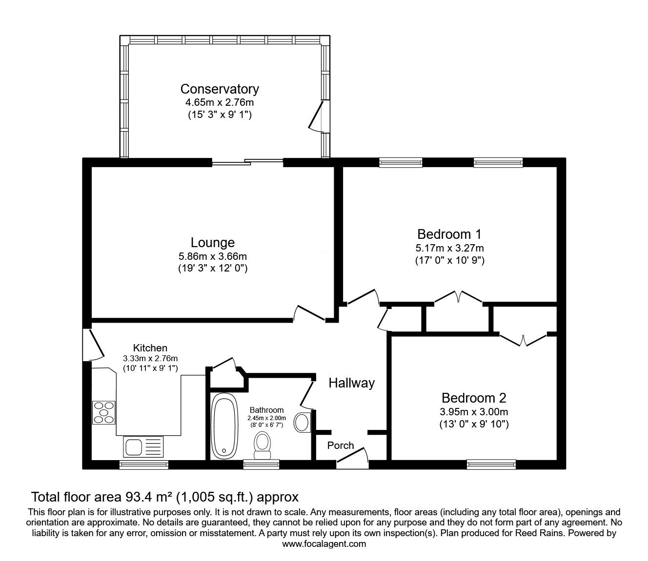 Floorplan of 2 bedroom Detached Bungalow for sale, Houldsworth Drive, Chesterfield, Derbyshire, S41