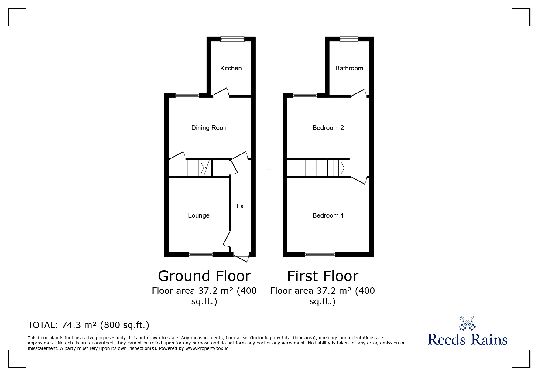 Floorplan of 2 bedroom End Terrace House for sale, Scarsdale Street, Bolsover, Derbyshire, S44