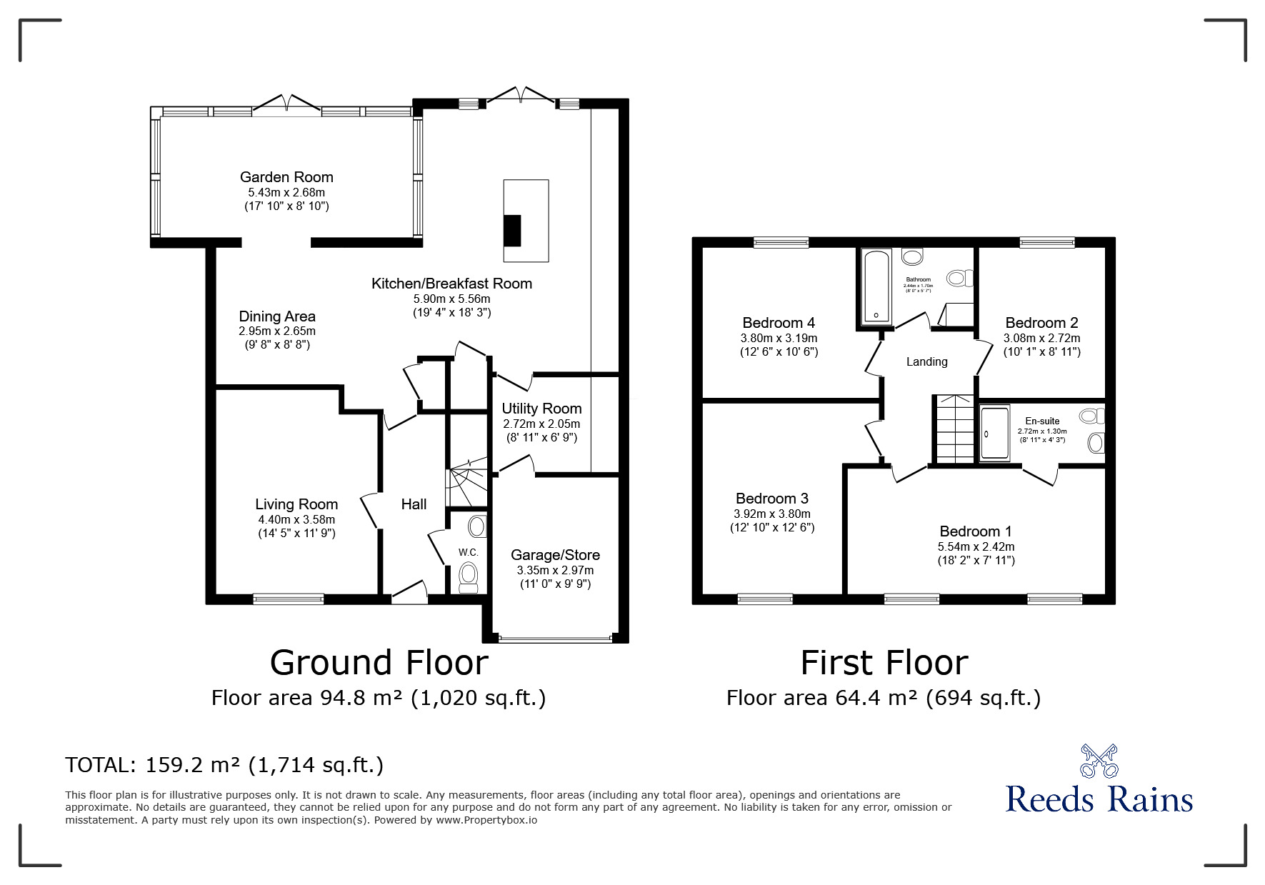 Floorplan of 4 bedroom Detached House for sale, Weston Close, Chesterfield, Derbyshire, S40