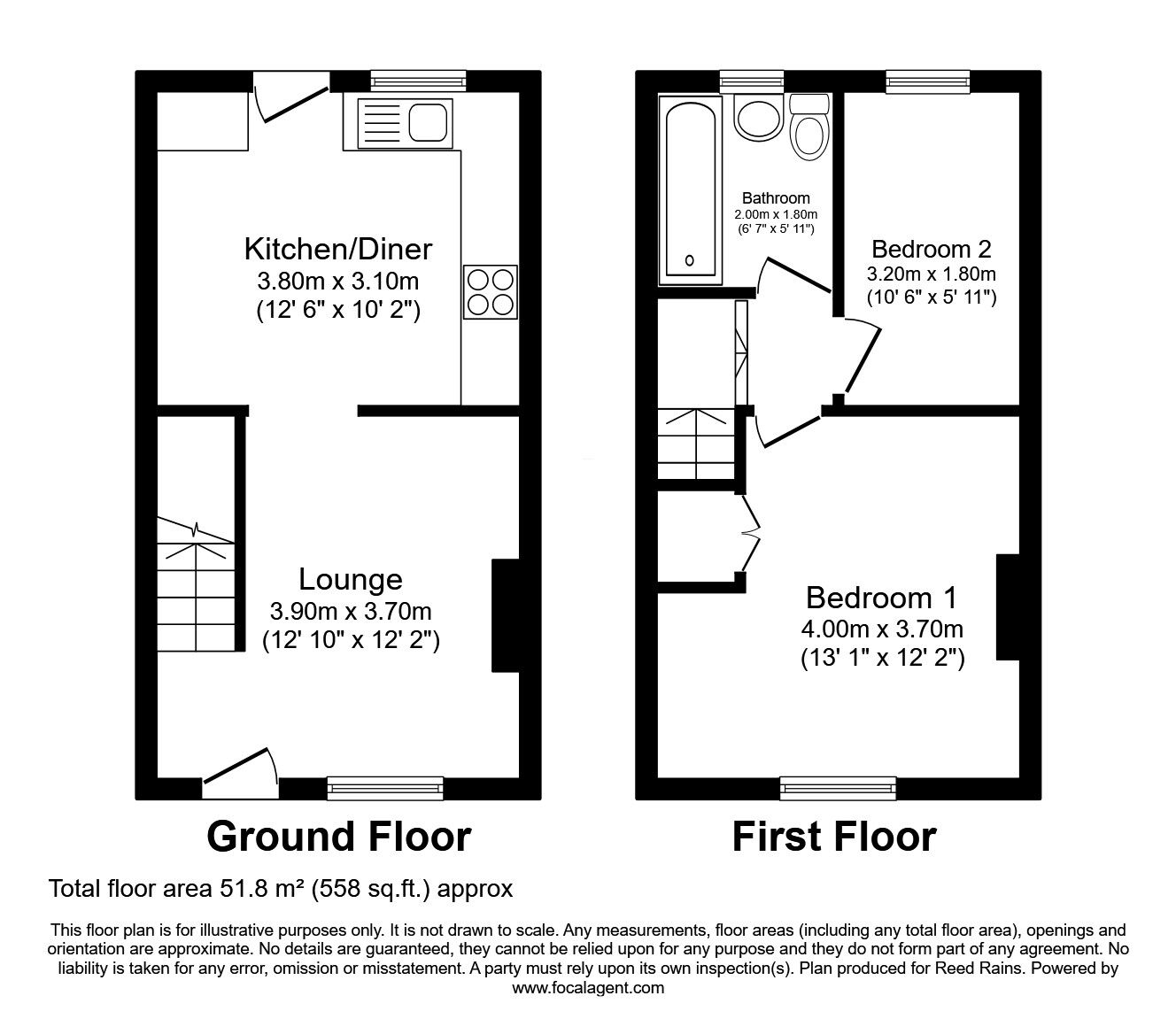 Floorplan of 2 bedroom Mid Terrace House for sale, Hoole Street, Hasland, Derbyshire, S41