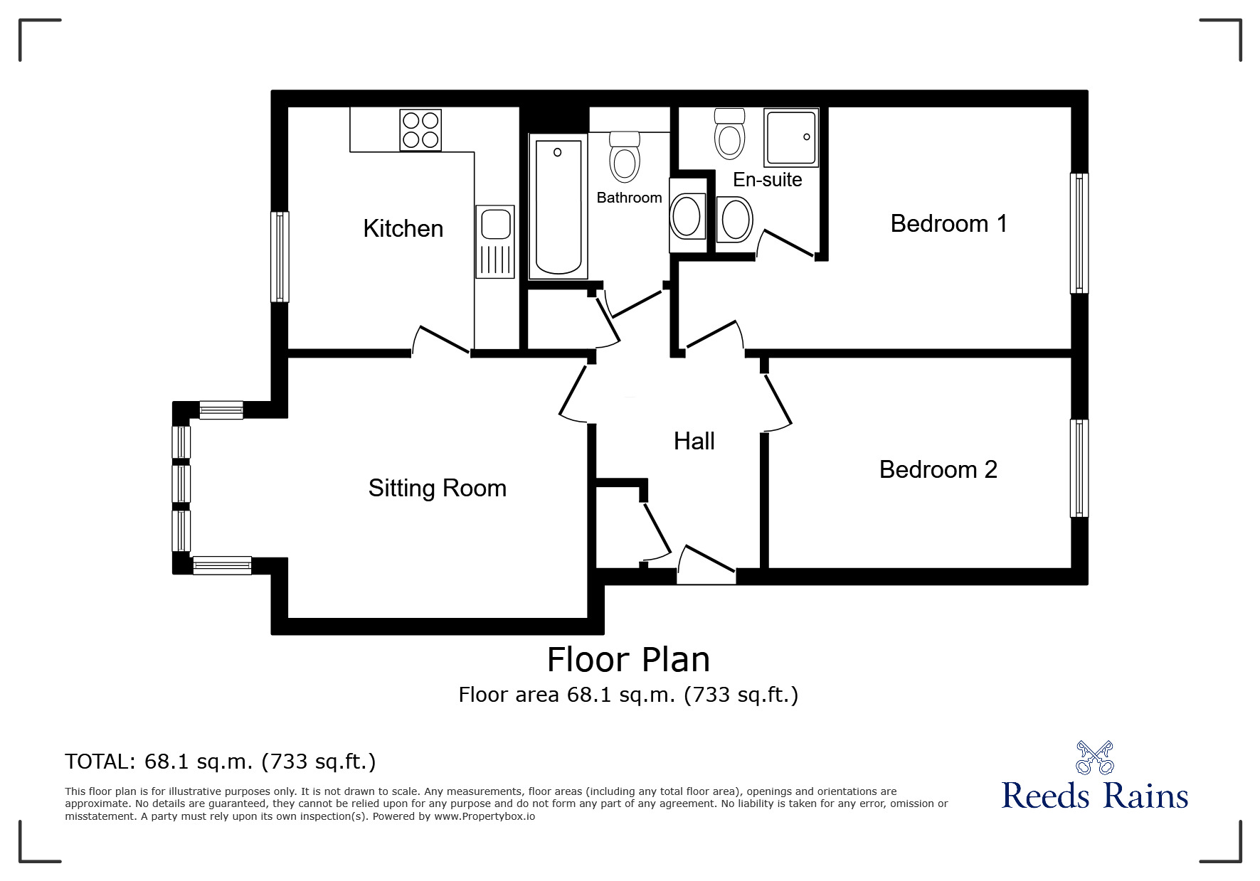 Floorplan of 2 bedroom  Flat for sale, Archdale Close, Chesterfield, Derbyshire, S40