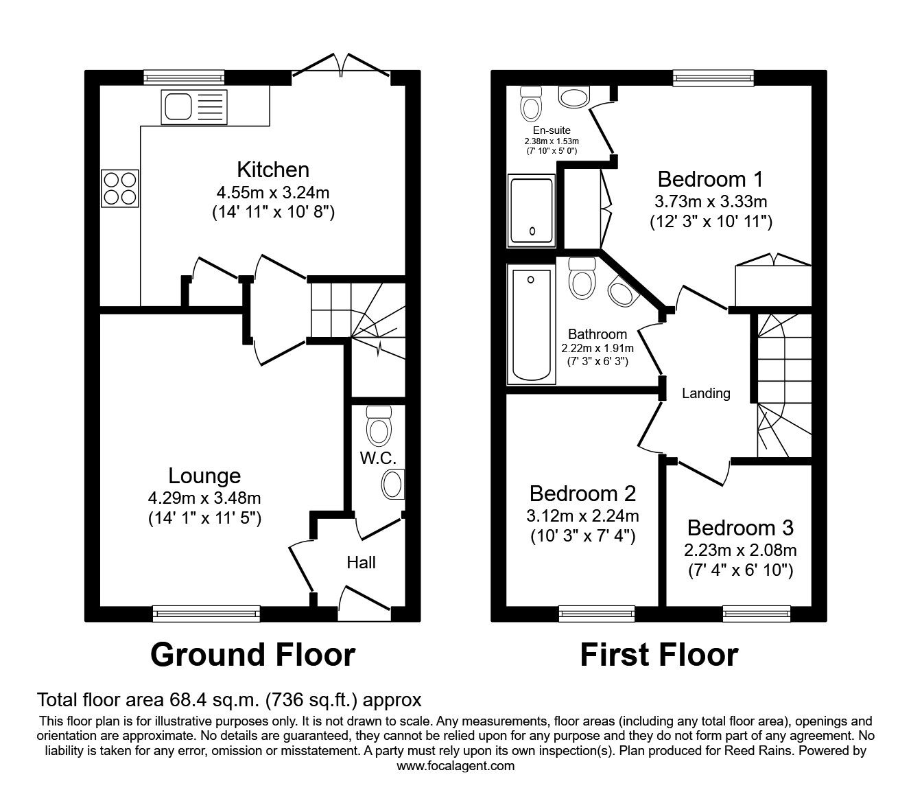 Floorplan of 3 bedroom Semi Detached House for sale, Burton Street, Wingerworth, Derbyshire, S42