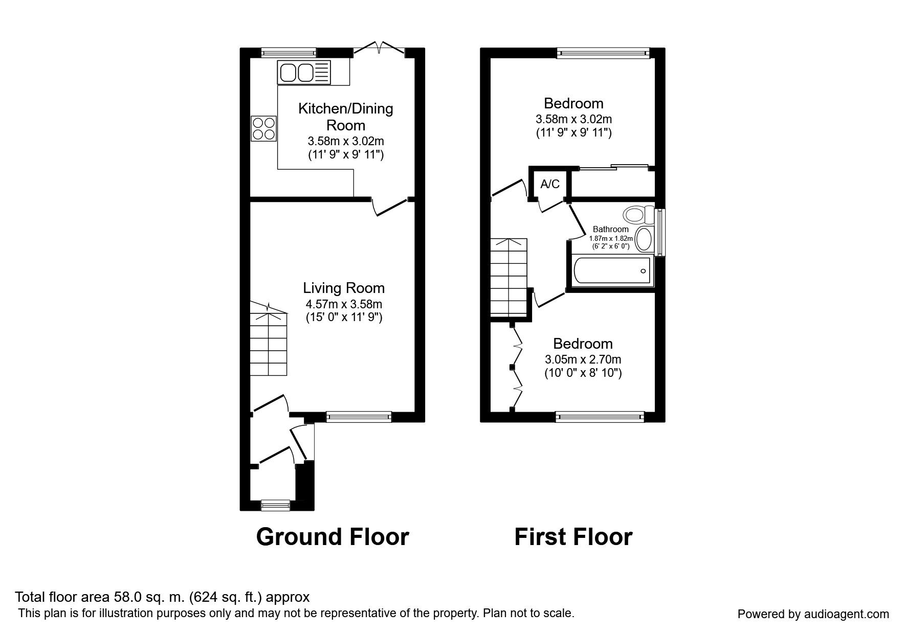 Floorplan of 2 bedroom Semi Detached House to rent, Darwent Road, Chesterfield, Derbyshire, S41