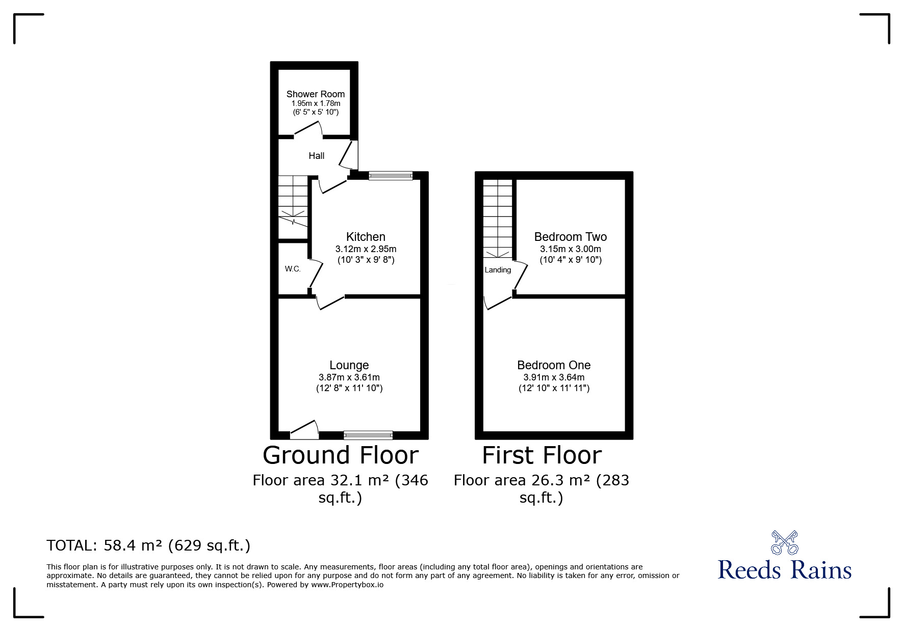 Floorplan of 2 bedroom Mid Terrace House to rent, Old Road, Chesterfield, Derbyshire, S40