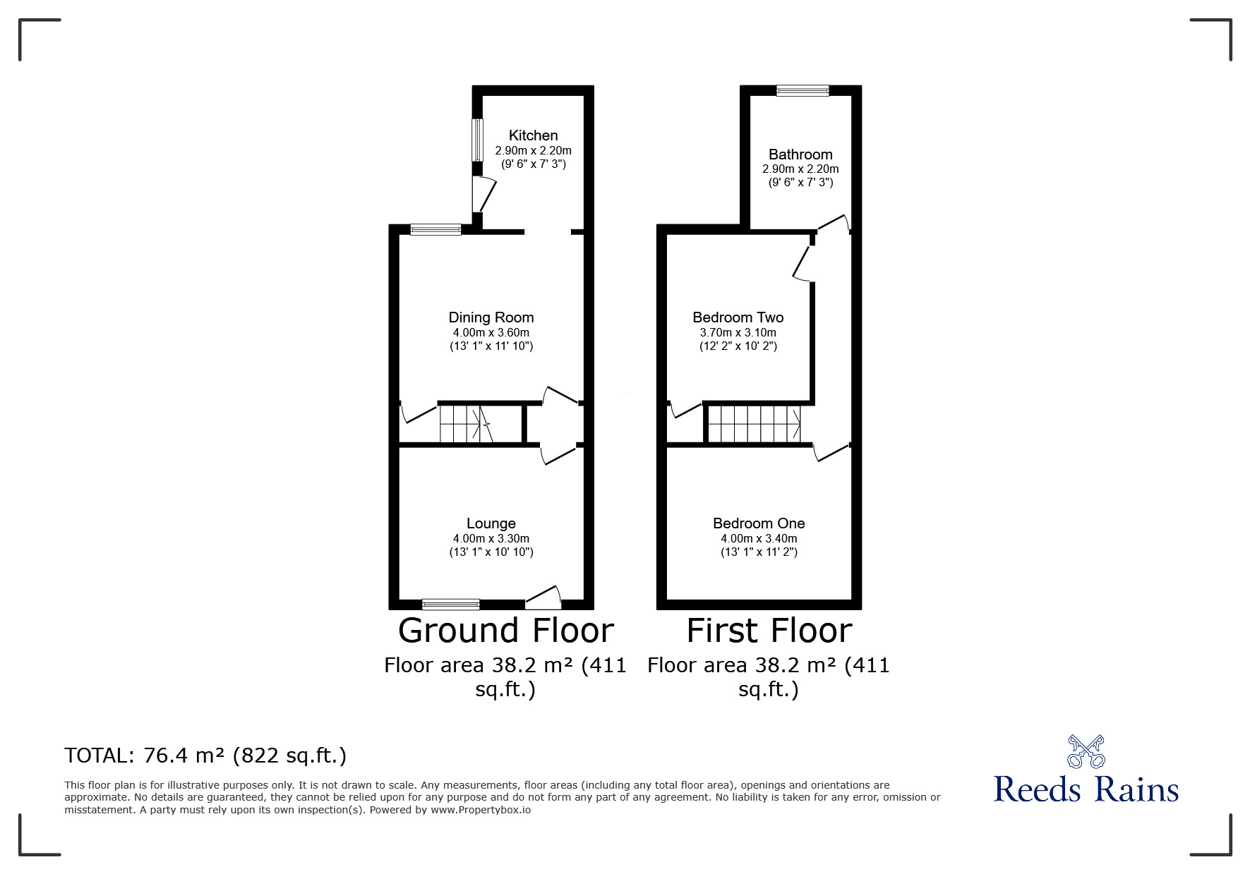 Floorplan of 2 bedroom End Terrace House to rent, Central Street, Chesterfield, Derbyshire, S41