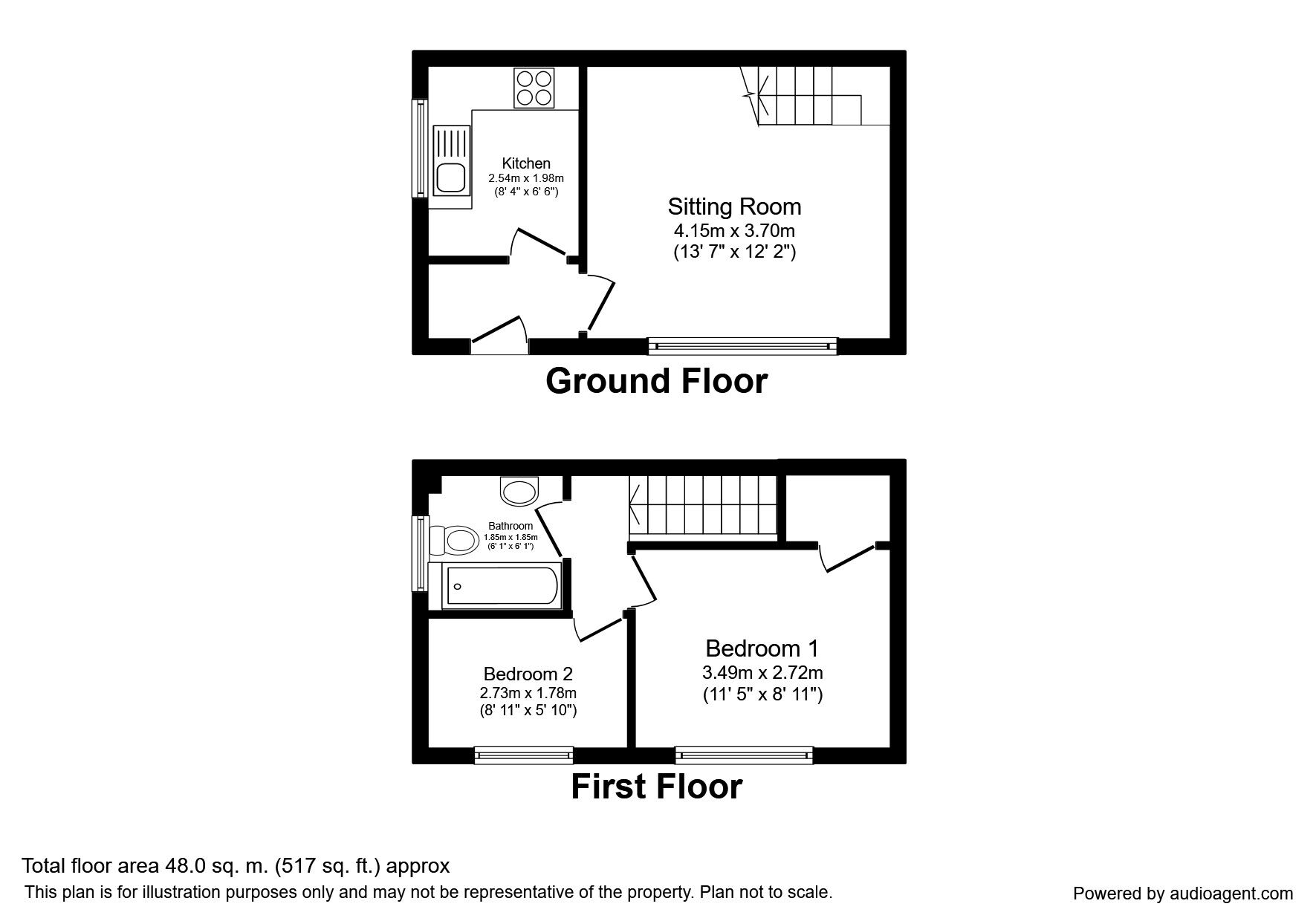 Floorplan of 2 bedroom Mid Terrace House to rent, Malia Road, Chesterfield, Derbyshire, S41