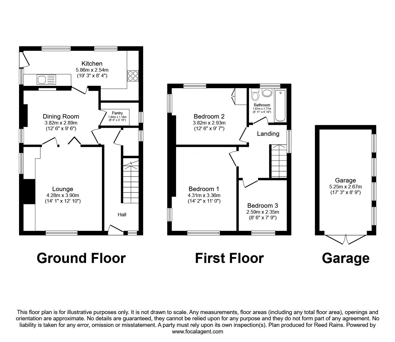 Floorplan of 3 bedroom Detached House for sale, Churchside, Hasland, Derbyshire, S41