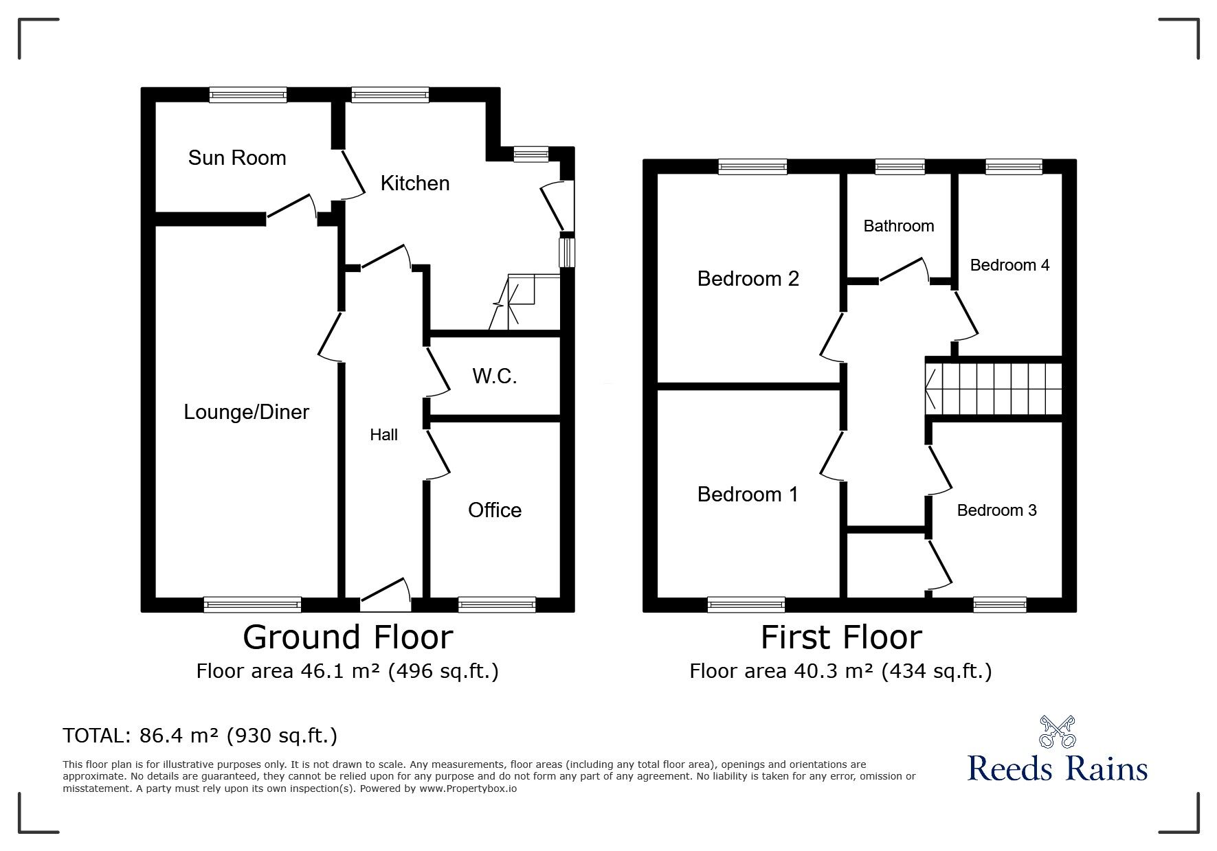 Floorplan of 4 bedroom Detached House for sale, Chaddesden Close, Dronfield Woodhouse, Derbyshire, S18