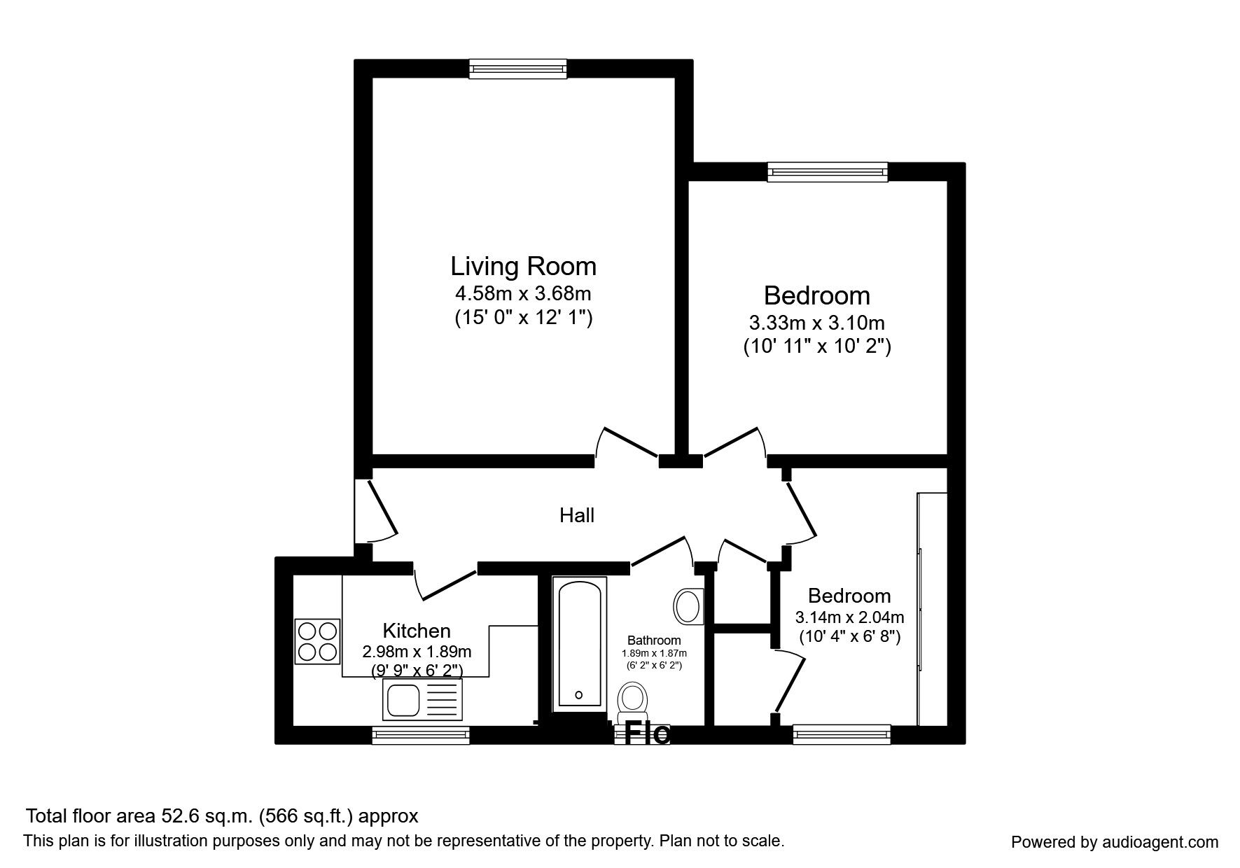 Floorplan of 2 bedroom  Flat to rent, Forge Drive, Chesterfield, Derbyshire, S40