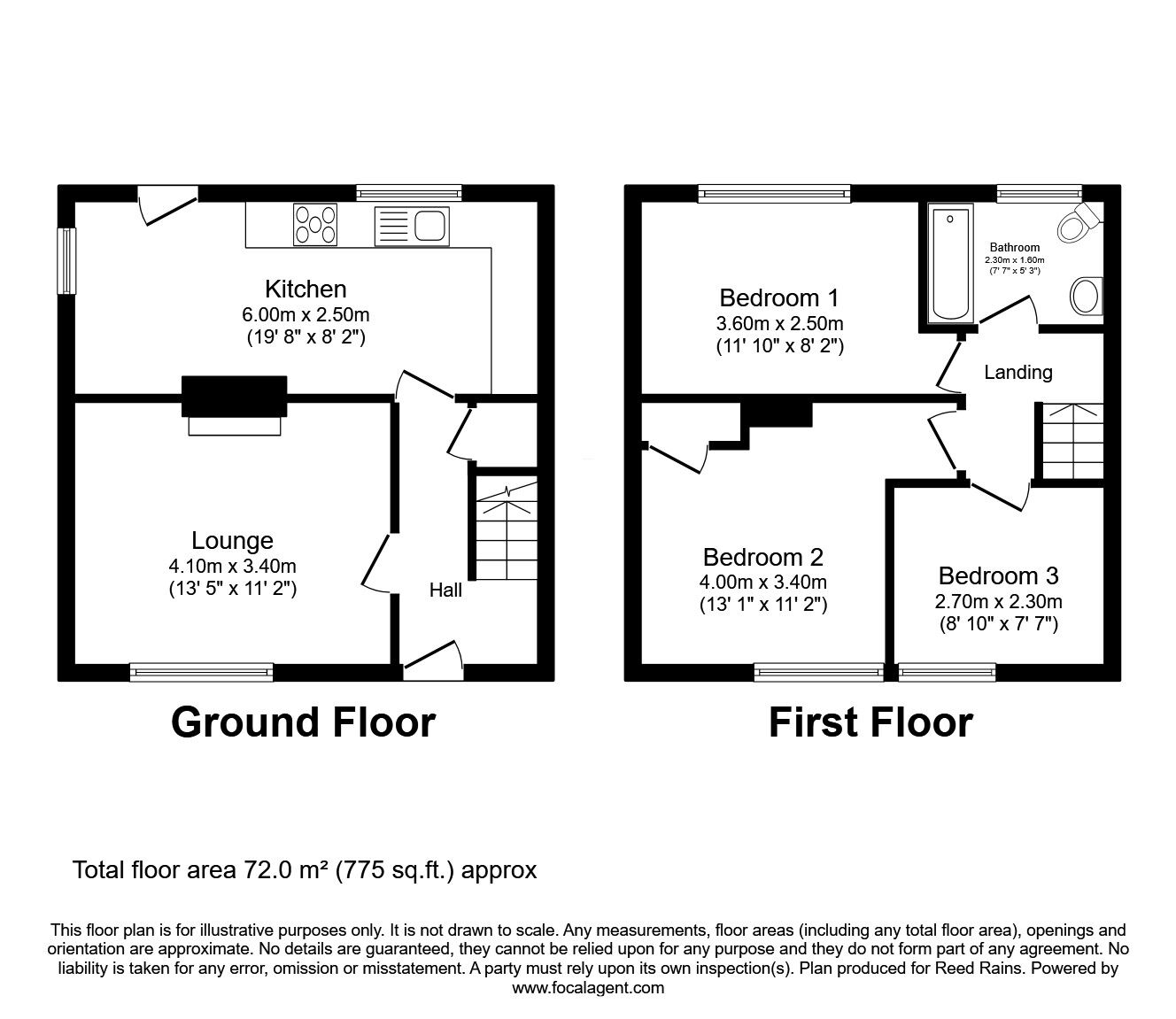 Floorplan of 3 bedroom Semi Detached House for sale, Harvey Road, Chesterfield, Derbyshire, S41