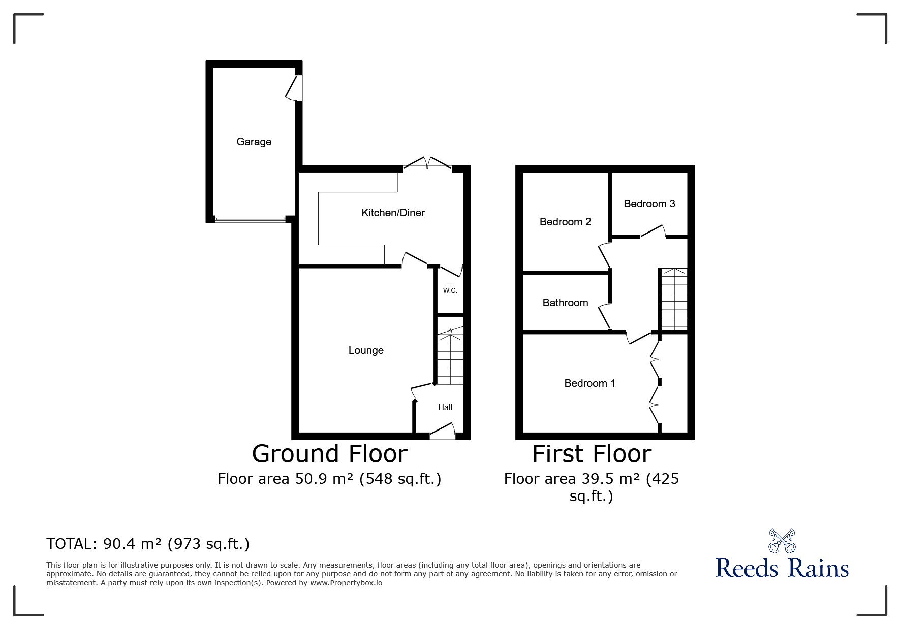 Floorplan of 3 bedroom Semi Detached House for sale, Spinnaker Road, Clowne, Derbyshire, S43