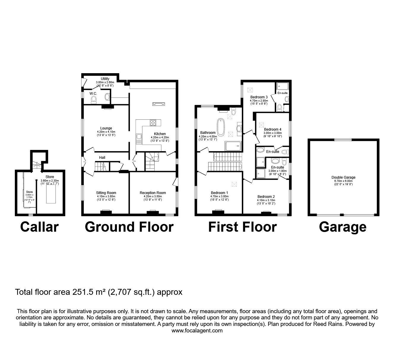 Floorplan of 4 bedroom Detached House for sale, Dunston Lane, Chesterfield, Derbyshire, S41